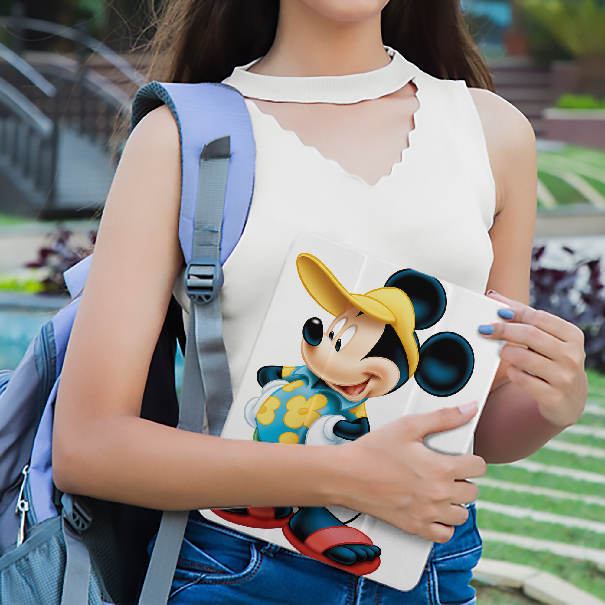 ミッキーマウス Mickey Mouse IPad ケース ペン収納付き 三つ折りスタンド PUレザー×シリコン 対応機種9.5/10.5/10.9インチ