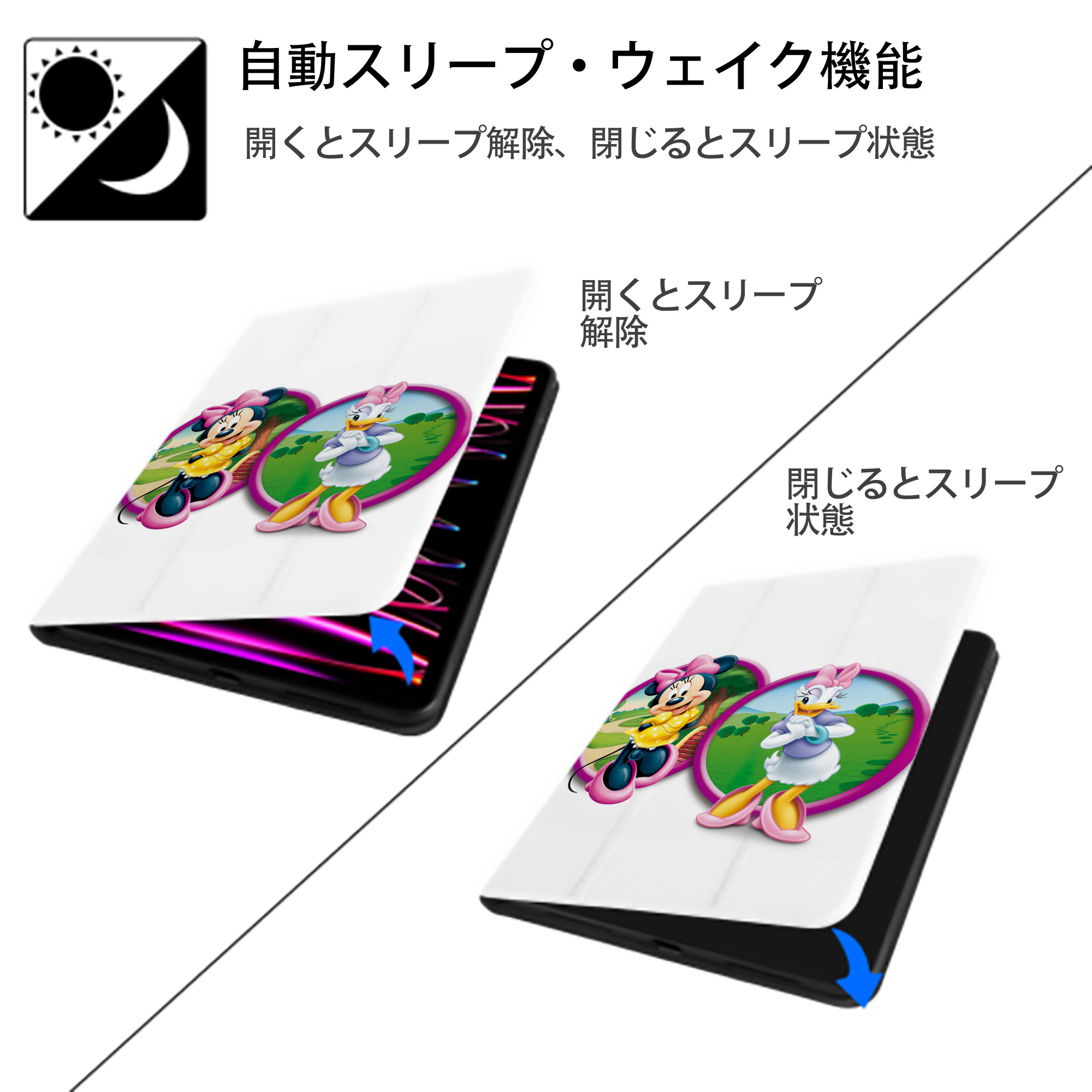 ミッキーマウス Mickey Mouse IPad ケース ペン収納付き 三つ折りスタンド PUレザー×シリコン 対応機種9.5/10.5/10.9インチ