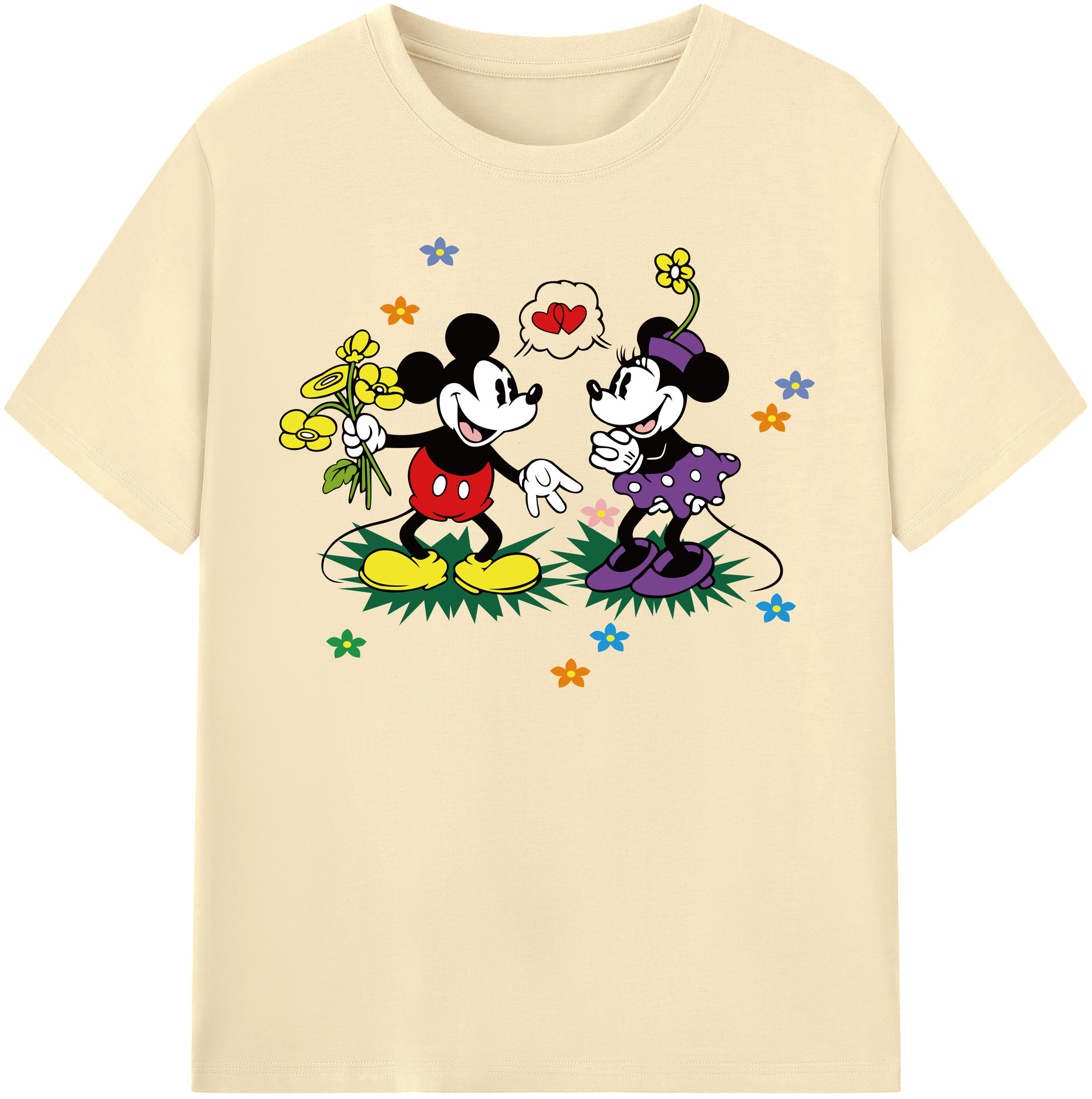 （画像用） ミッキーマウス Mickey Mouse 綿100％半袖Tシャツ（フロントプリント）