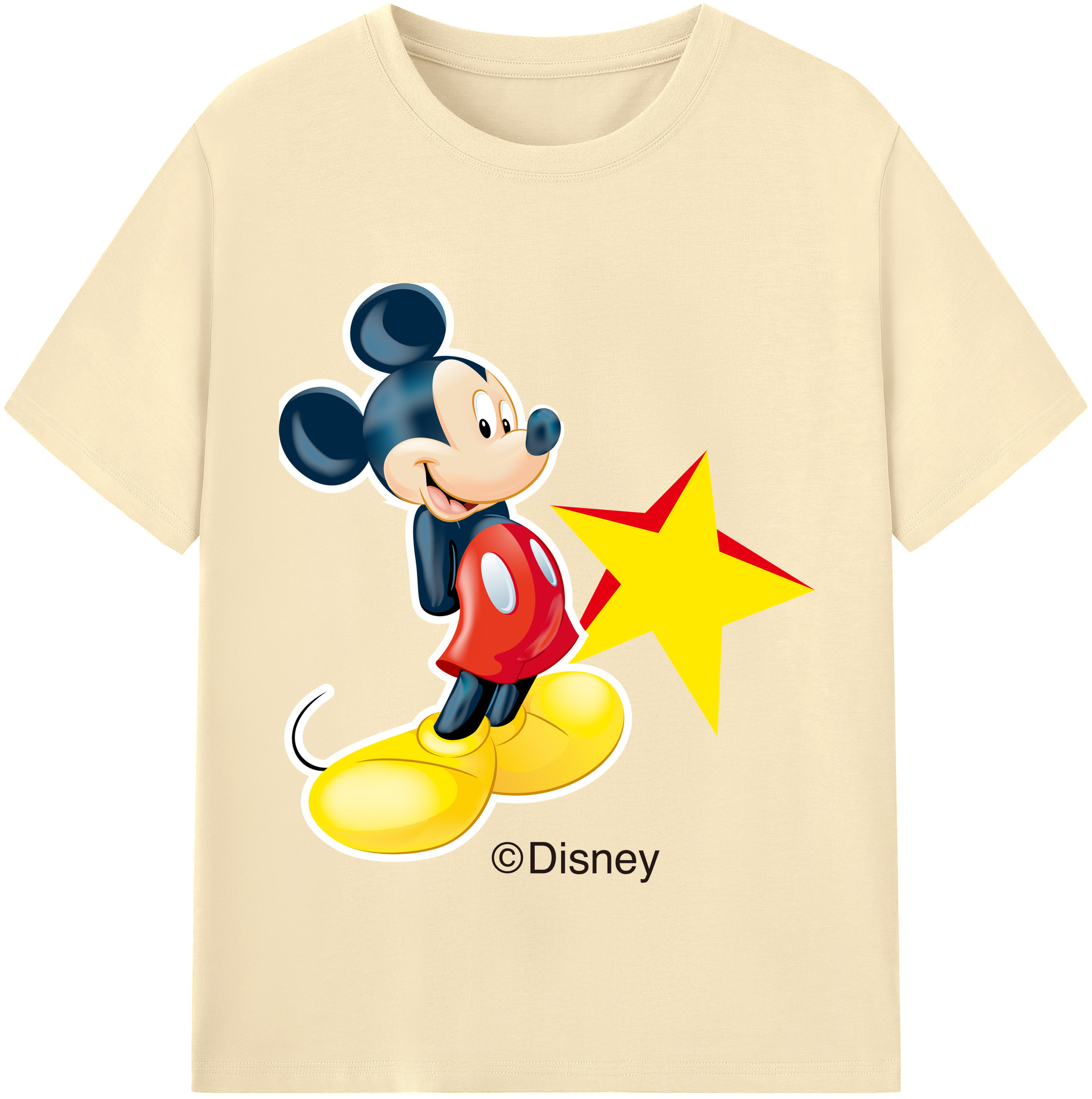（画像用） ミッキーマウス Mickey Mouse 綿100％半袖Tシャツ（フロントプリント）