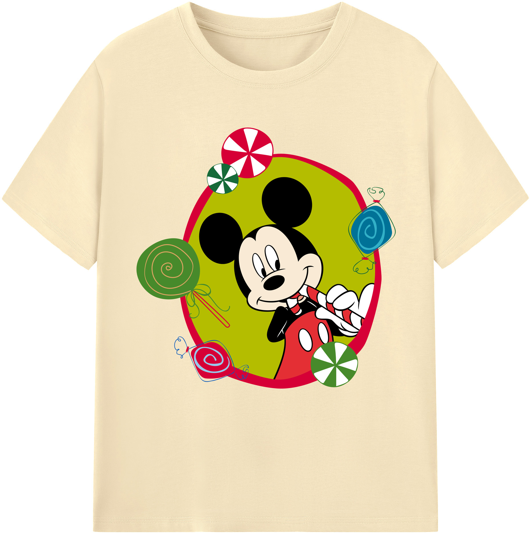 （画像用） ミッキーマウス Mickey Mouse 綿100％半袖Tシャツ（フロントプリント）