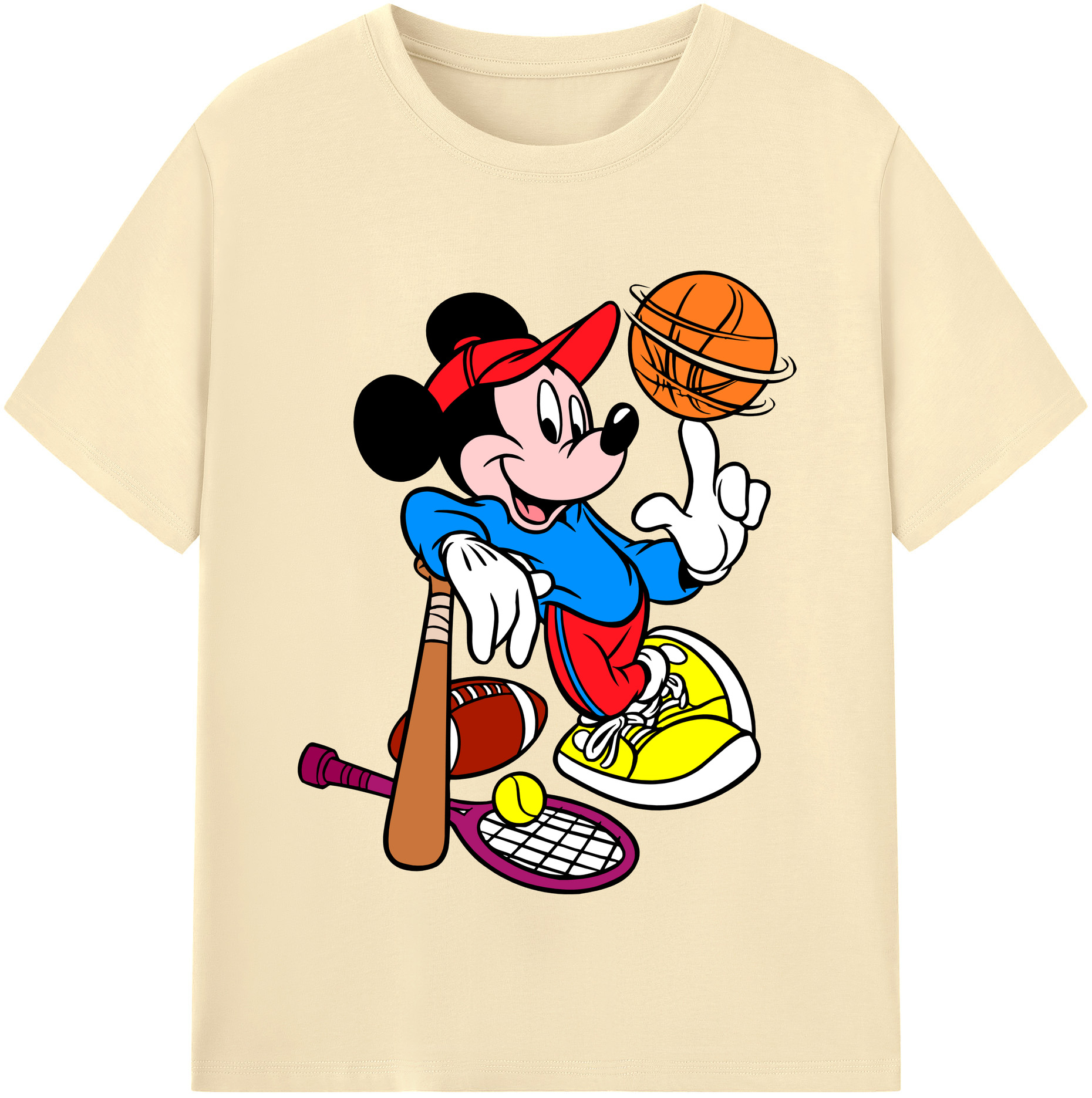 （画像用） ミッキーマウス Mickey Mouse 綿100％半袖Tシャツ（フロントプリント）