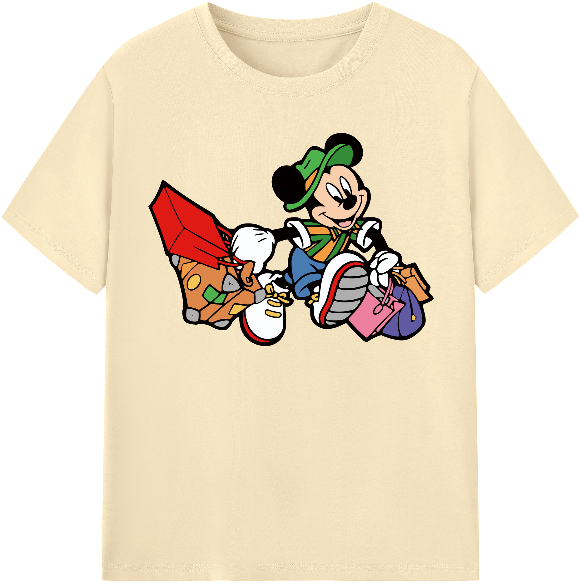 （画像用） ミッキーマウス Mickey Mouse 綿100％半袖Tシャツ（フロントプリント）