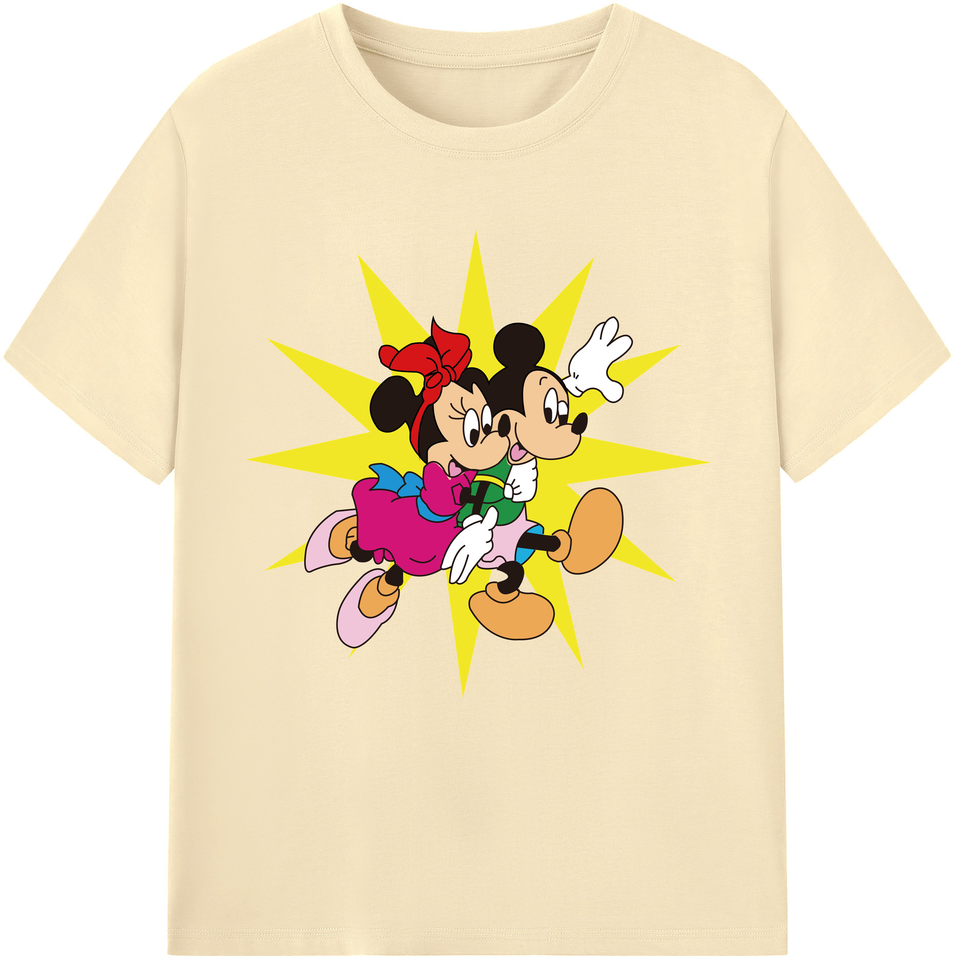 （画像用） ミッキーマウス Mickey Mouse 綿100％半袖Tシャツ（フロントプリント）