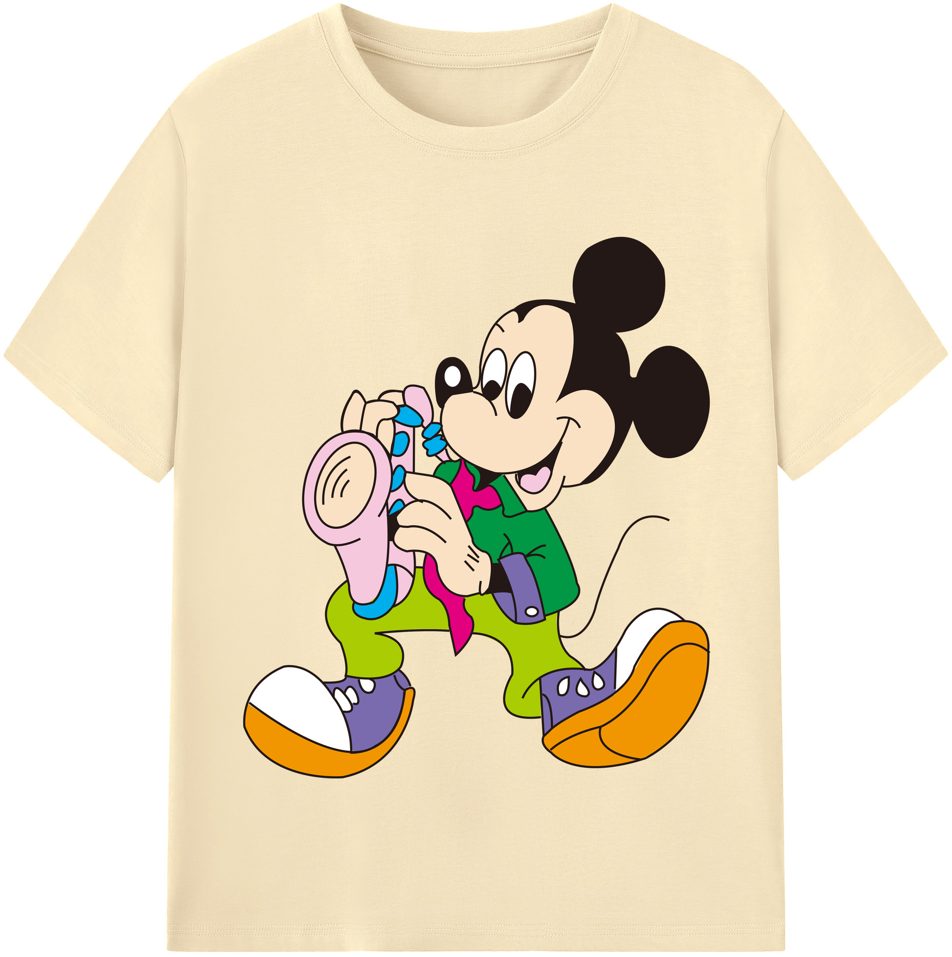 （画像用） ミッキーマウス Mickey Mouse 綿100％半袖Tシャツ（フロントプリント）