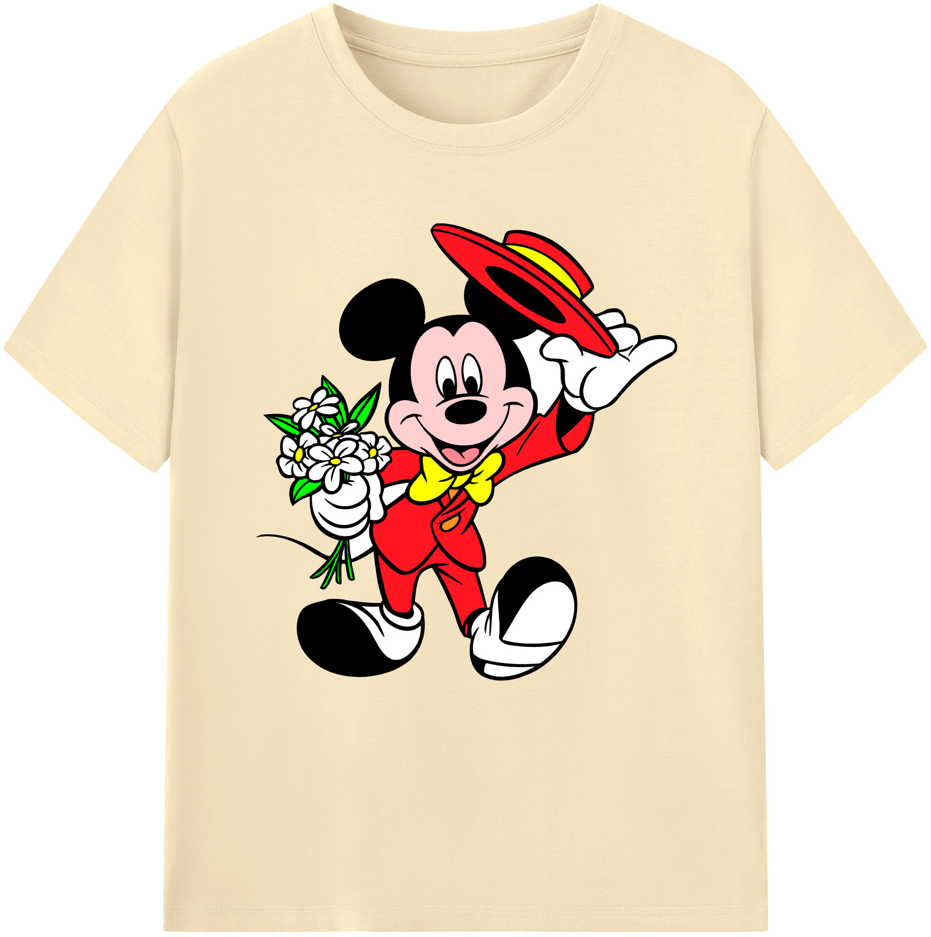（画像用） ミッキーマウス Mickey Mouse 綿100％半袖Tシャツ（フロントプリント）