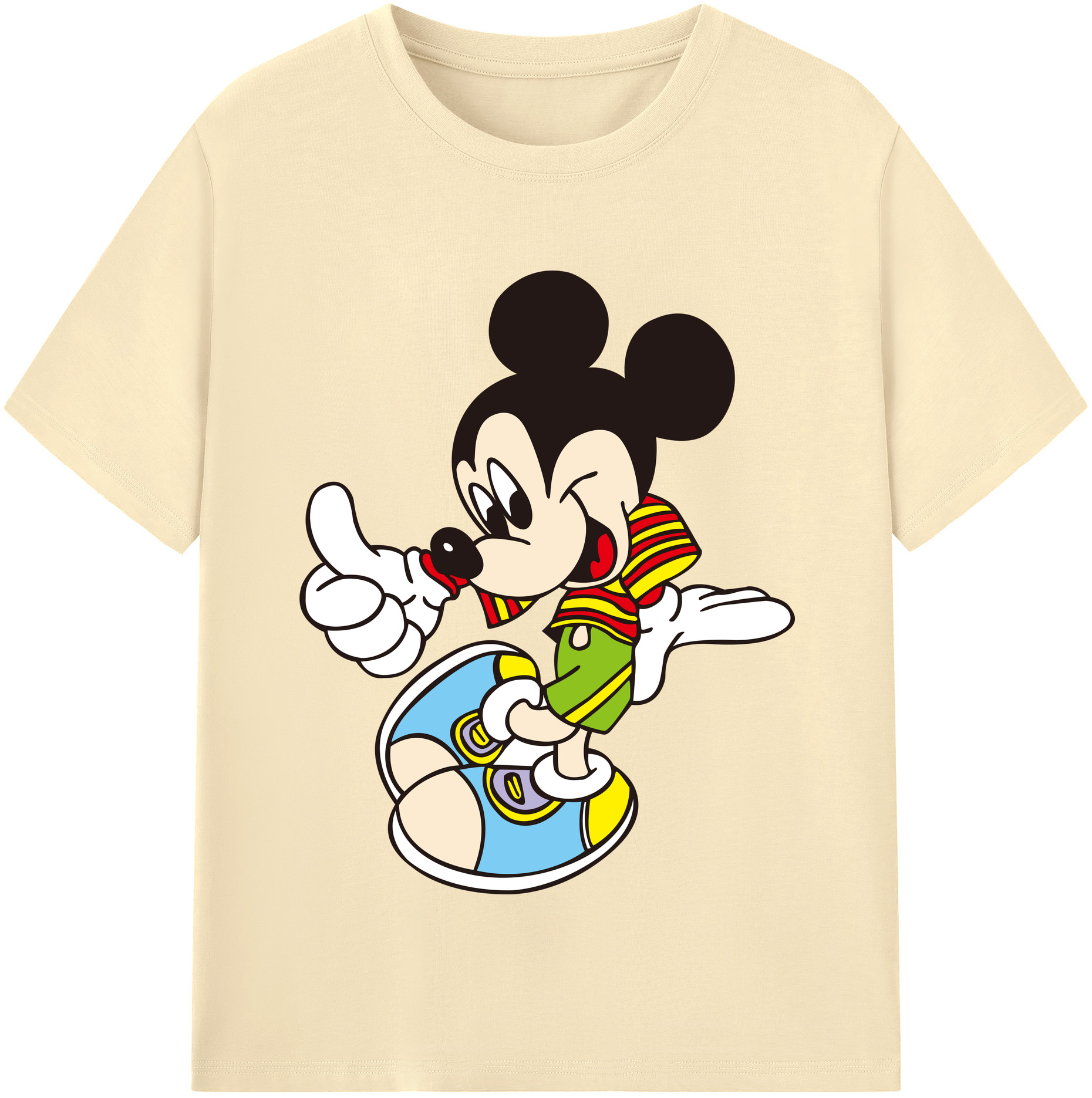 （画像用） ミッキーマウス Mickey Mouse 綿100％半袖Tシャツ（フロントプリント）