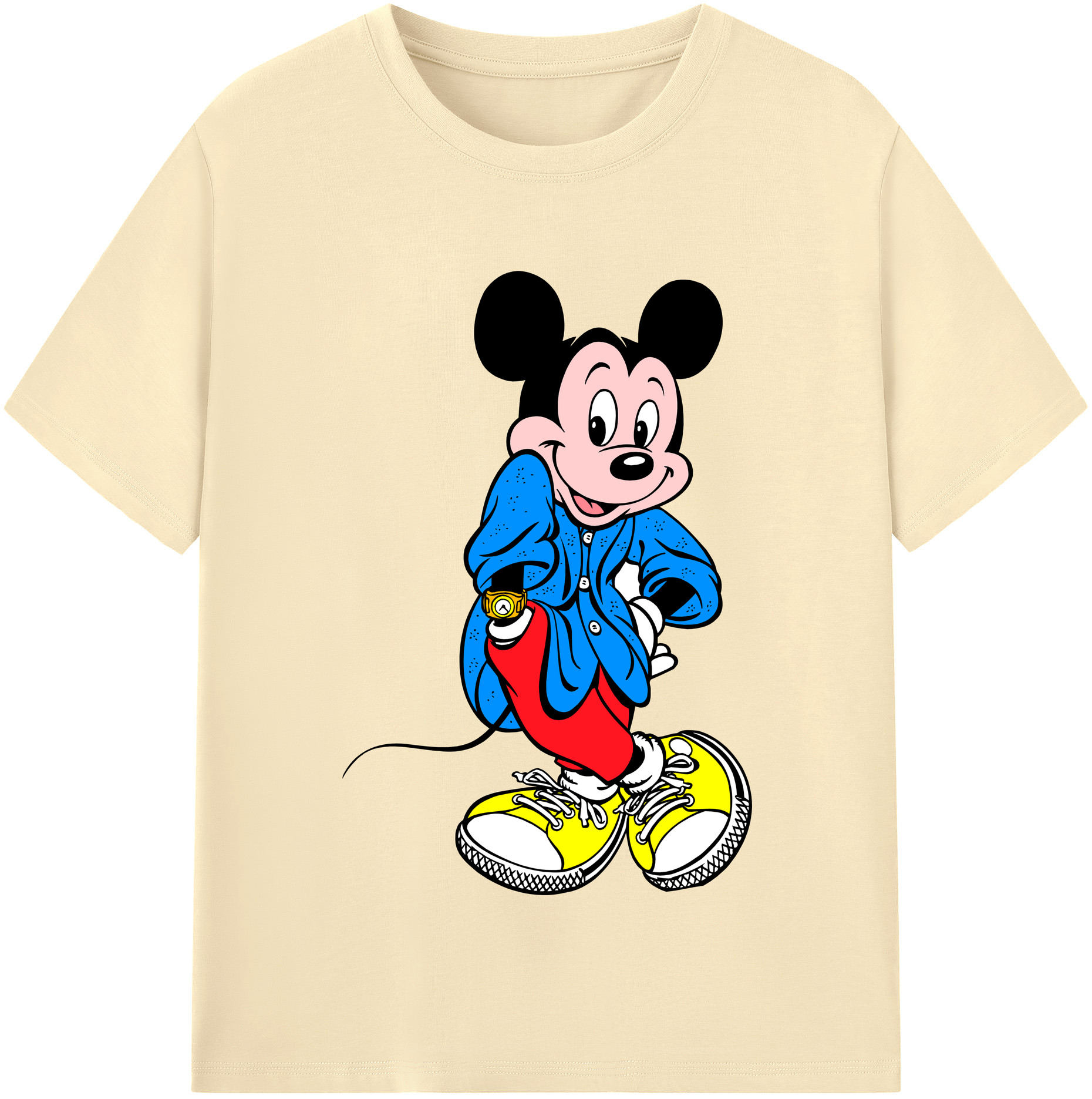 （画像用） ミッキーマウス Mickey Mouse 綿100％半袖Tシャツ（フロントプリント）