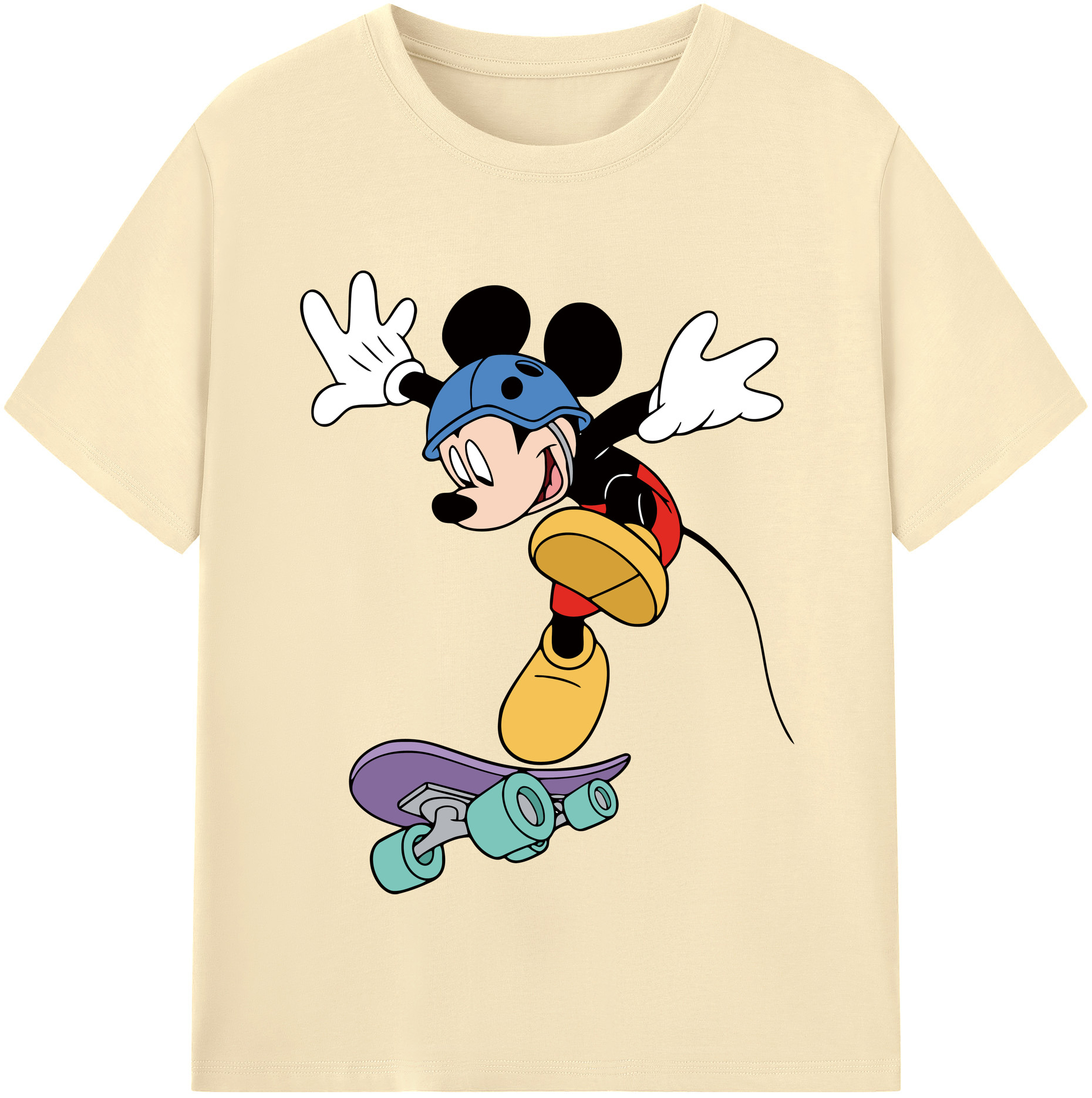 （画像用） ミッキーマウス Mickey Mouse 綿100％半袖Tシャツ（フロントプリント）