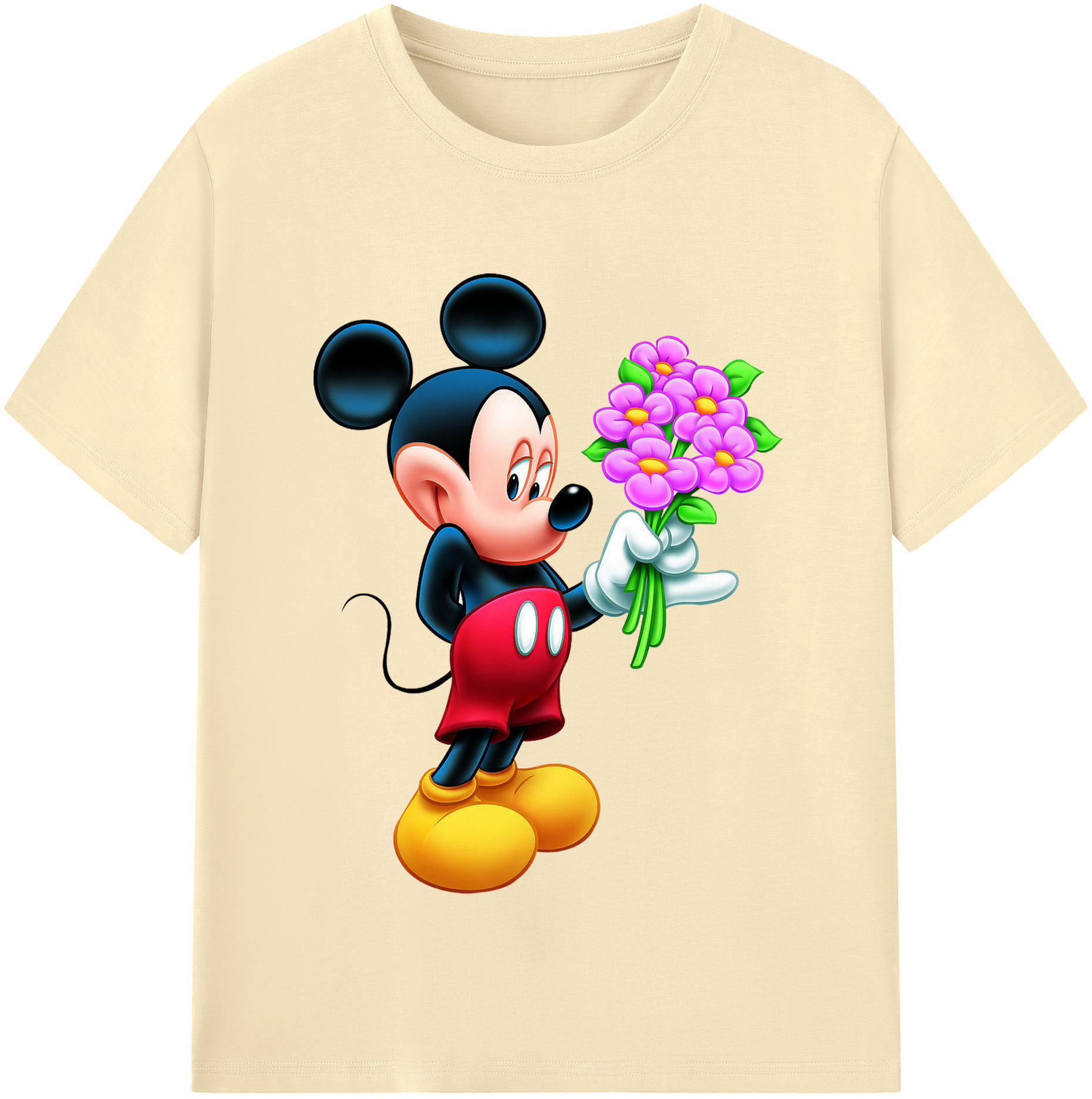 （画像用） ミッキーマウス Mickey Mouse 綿100％半袖Tシャツ（フロントプリント）