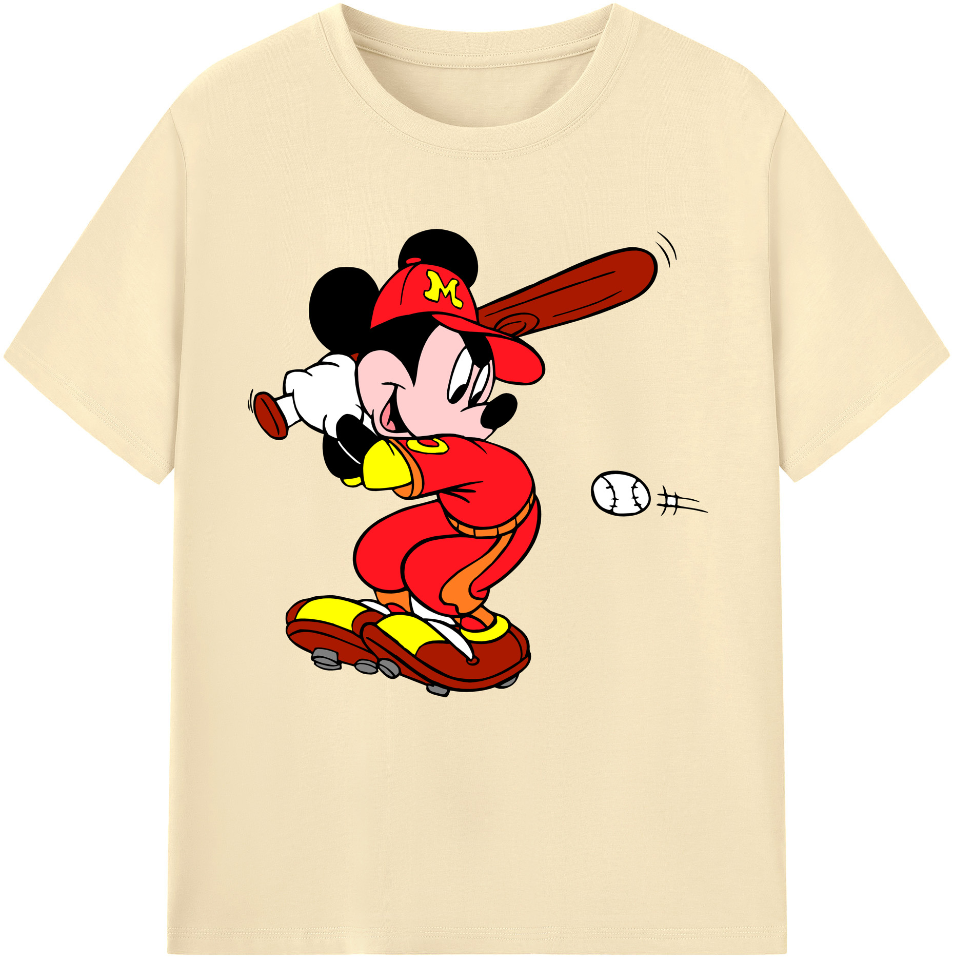 （画像用） ミッキーマウス Mickey Mouse 綿100％半袖Tシャツ（フロントプリント）