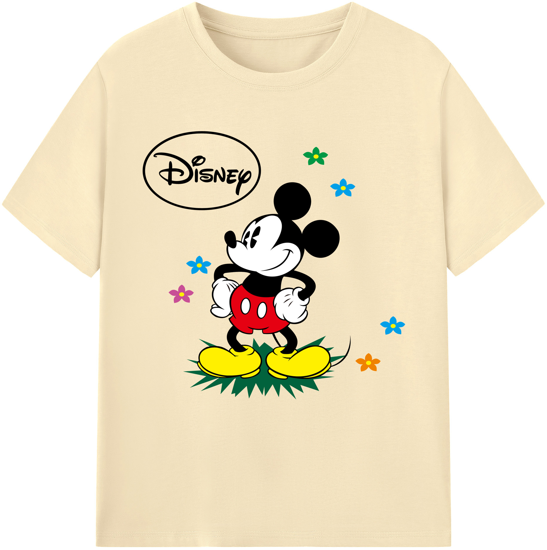 （画像用） ミッキーマウス Mickey Mouse 綿100％半袖Tシャツ（フロントプリント）