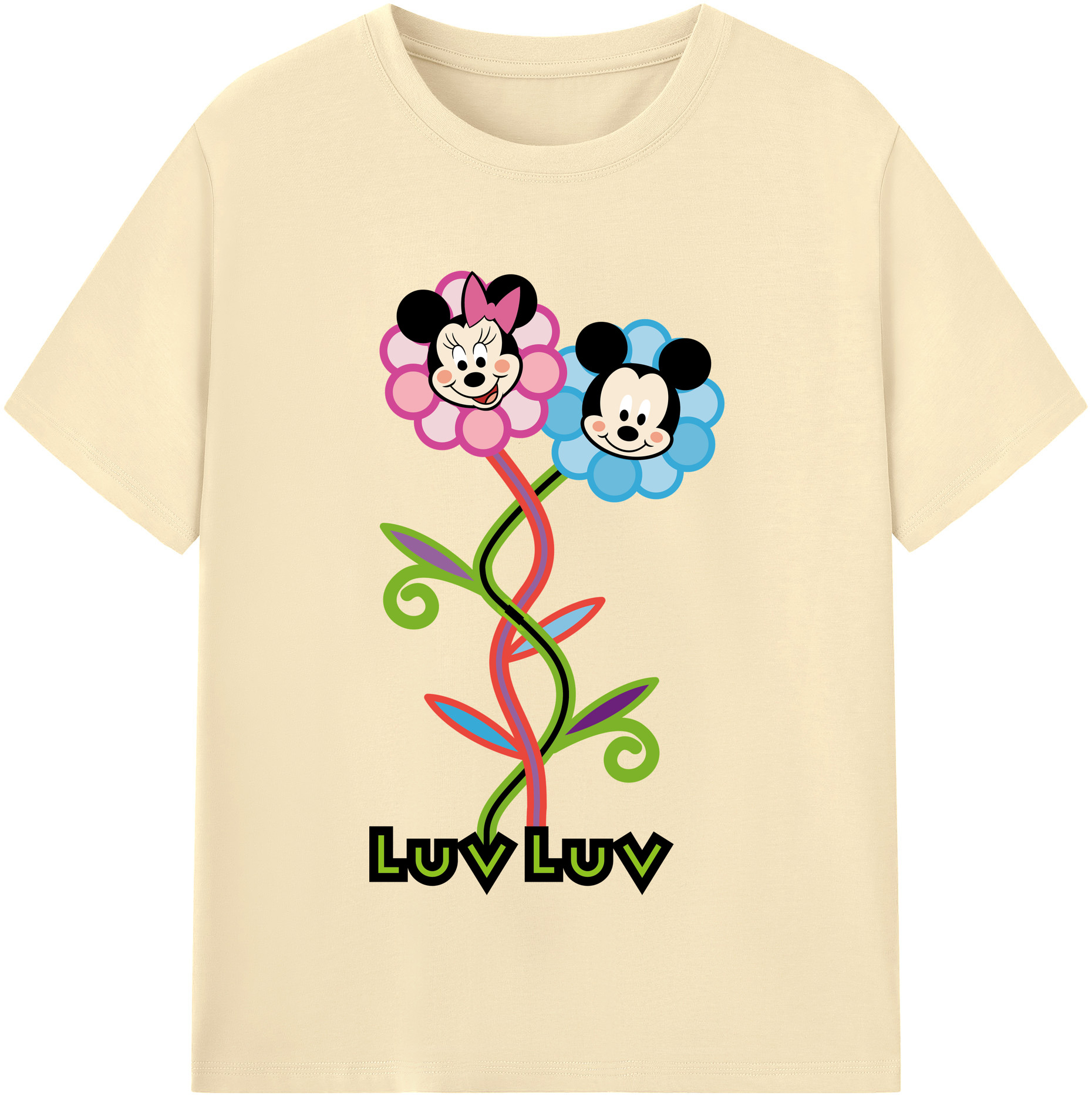 （画像用） ミッキーマウス Mickey Mouse 綿100％半袖Tシャツ（フロントプリント）