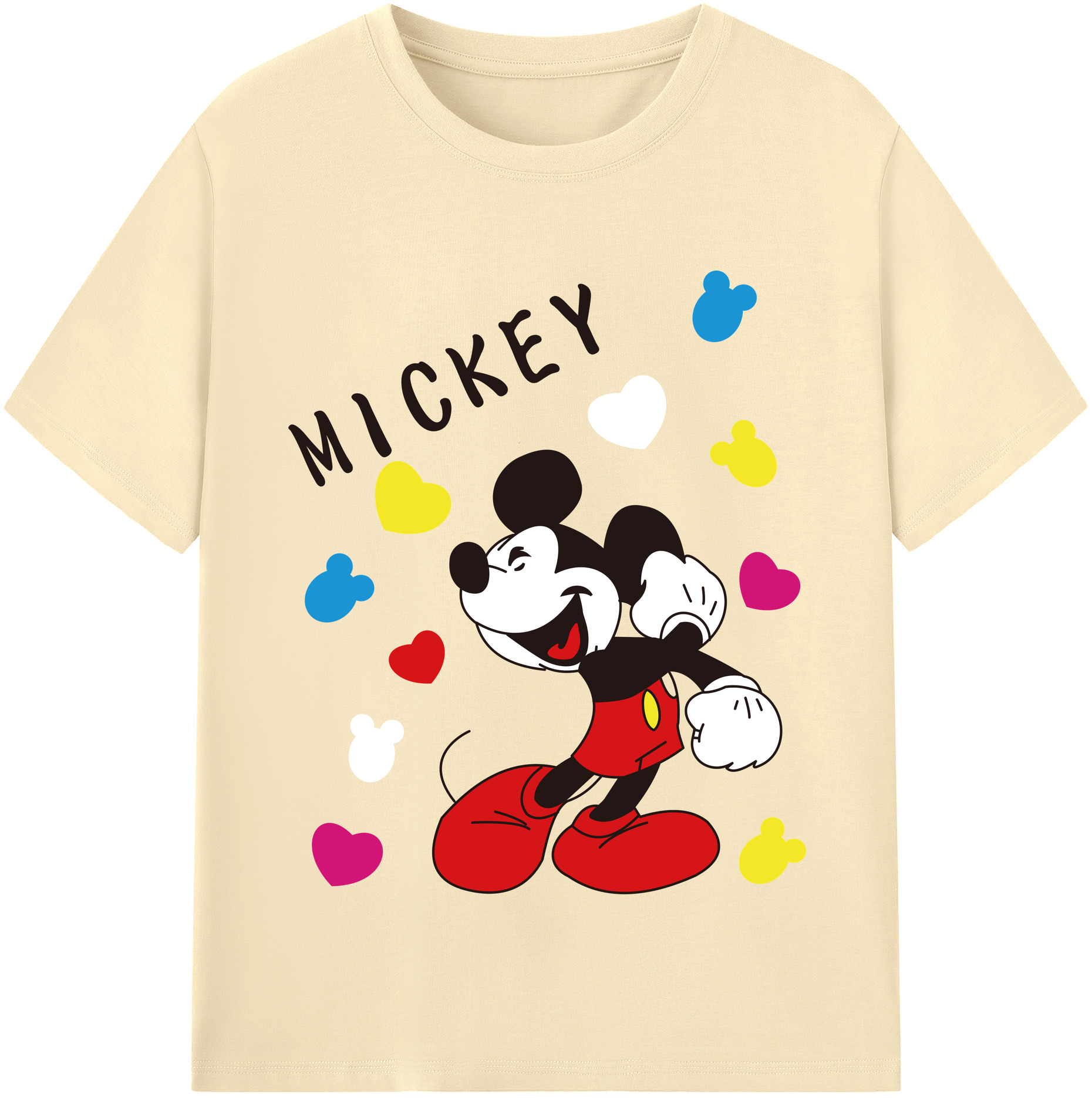 （画像用） ミッキーマウス Mickey Mouse 綿100％半袖Tシャツ（フロントプリント）