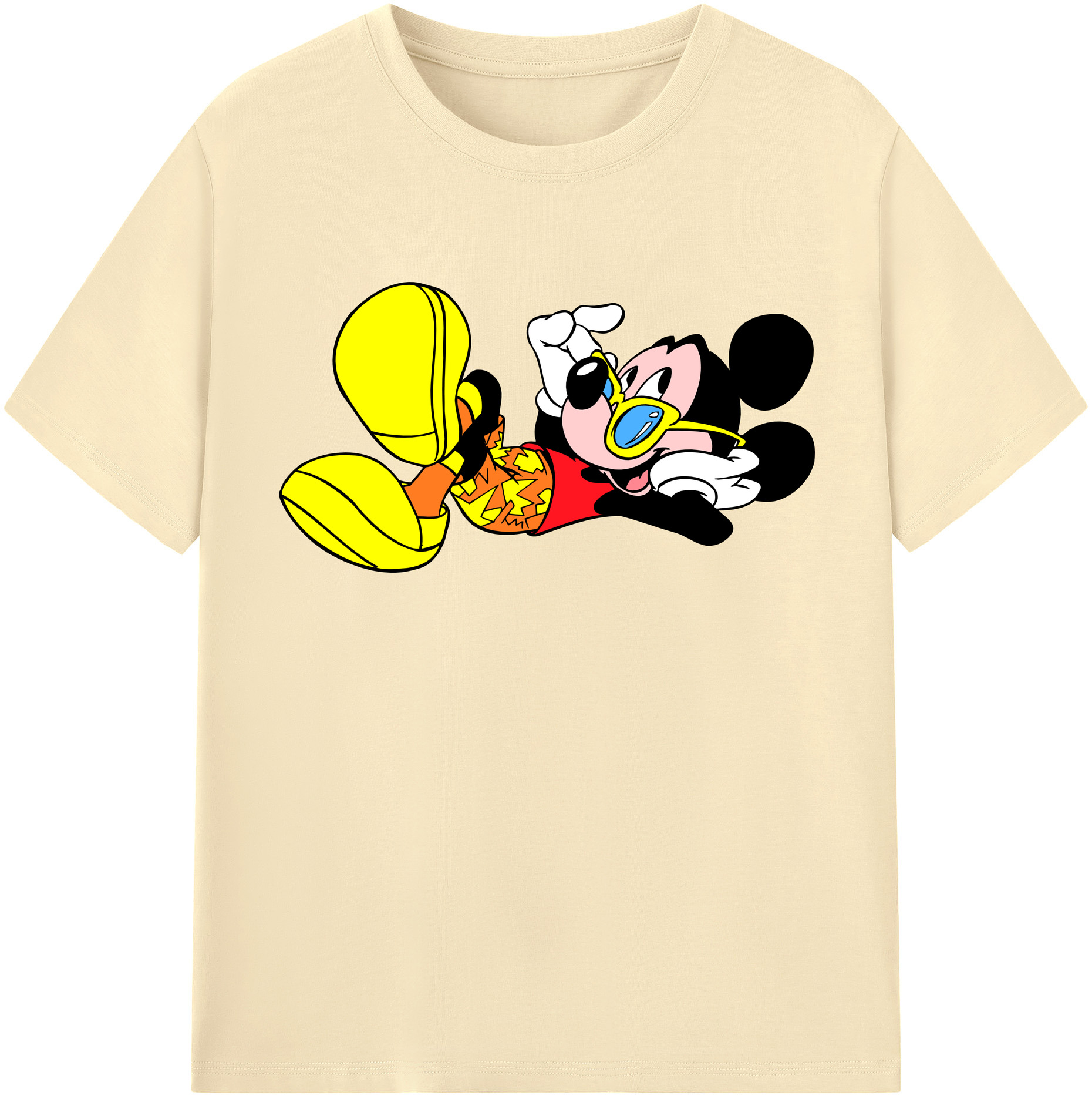 （画像用） ミッキーマウス Mickey Mouse 綿100％半袖Tシャツ（フロントプリント）