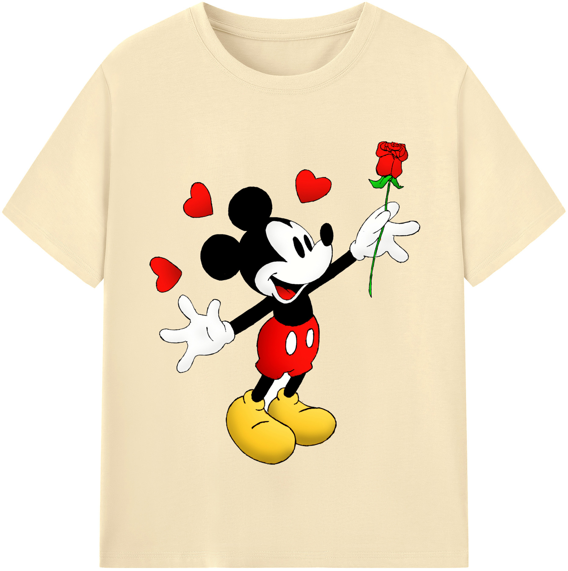 （画像用） ミッキーマウス Mickey Mouse 綿100％半袖Tシャツ（フロントプリント）