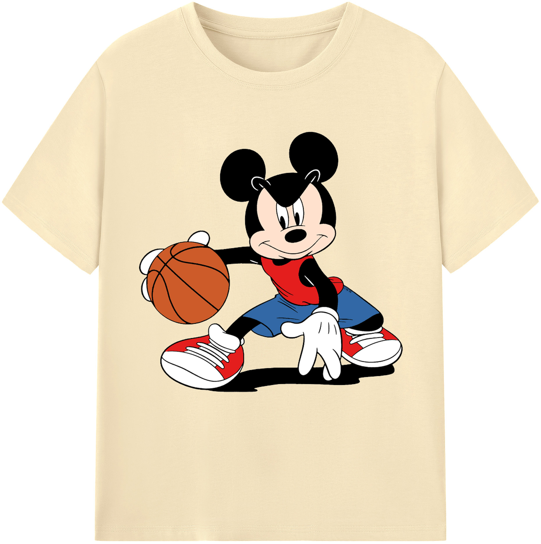 （画像用） ミッキーマウス Mickey Mouse 綿100％半袖Tシャツ（フロントプリント）