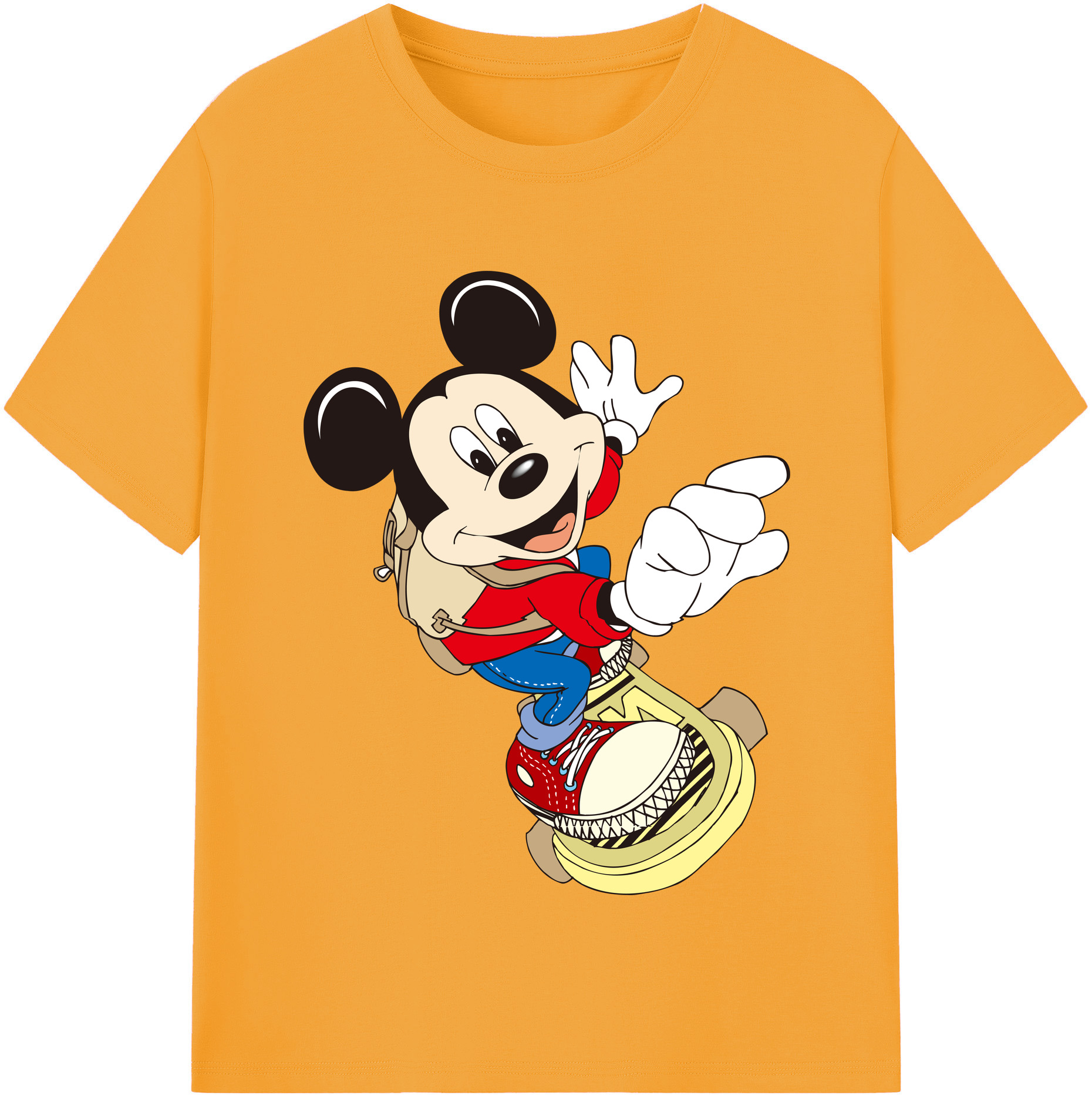 （画像用） ミッキーマウス Mickey Mouse 綿100％半袖Tシャツ（フロントプリント）