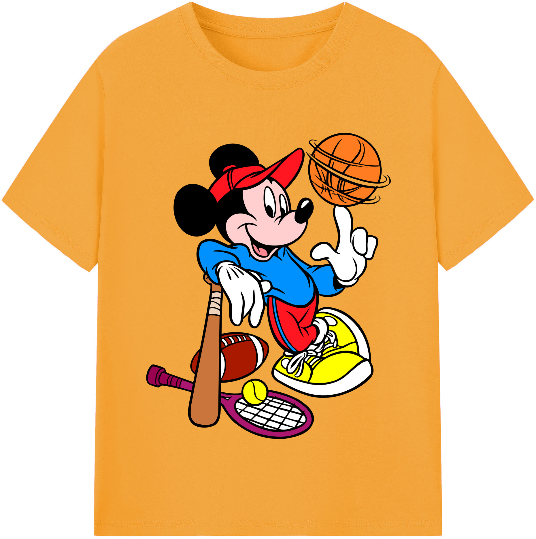 （画像用） ミッキーマウス Mickey Mouse 綿100％半袖Tシャツ（フロントプリント）