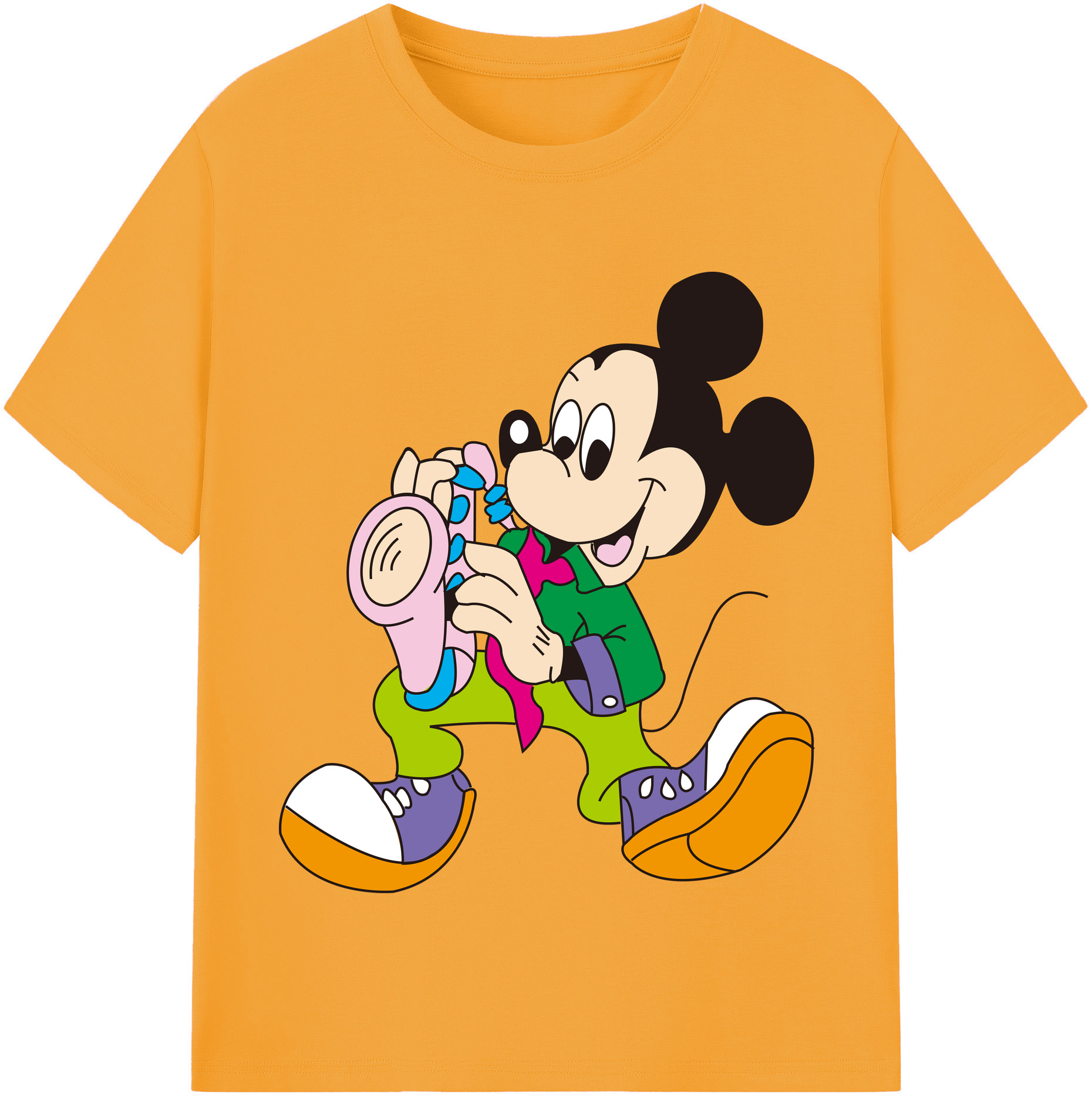 （画像用） ミッキーマウス Mickey Mouse 綿100％半袖Tシャツ（フロントプリント）