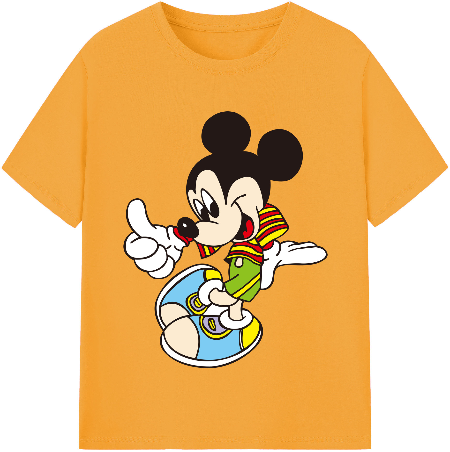 （画像用） ミッキーマウス Mickey Mouse 綿100％半袖Tシャツ（フロントプリント）