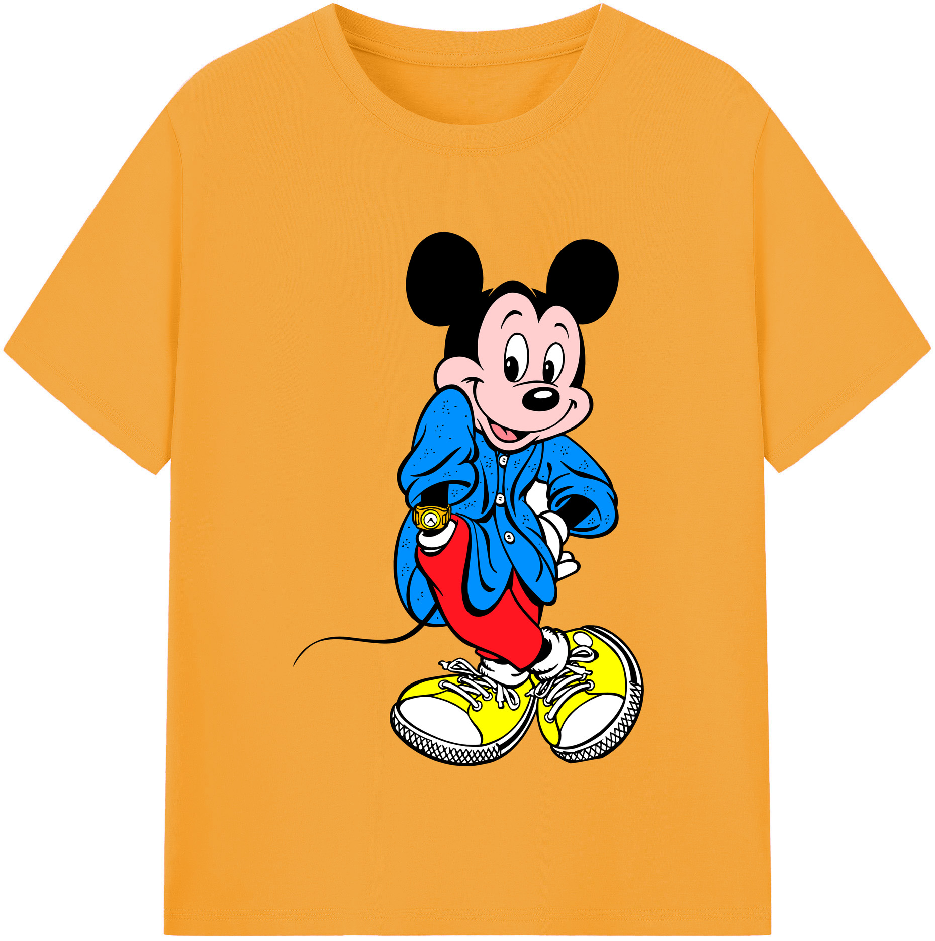 （画像用） ミッキーマウス Mickey Mouse 綿100％半袖Tシャツ（フロントプリント）