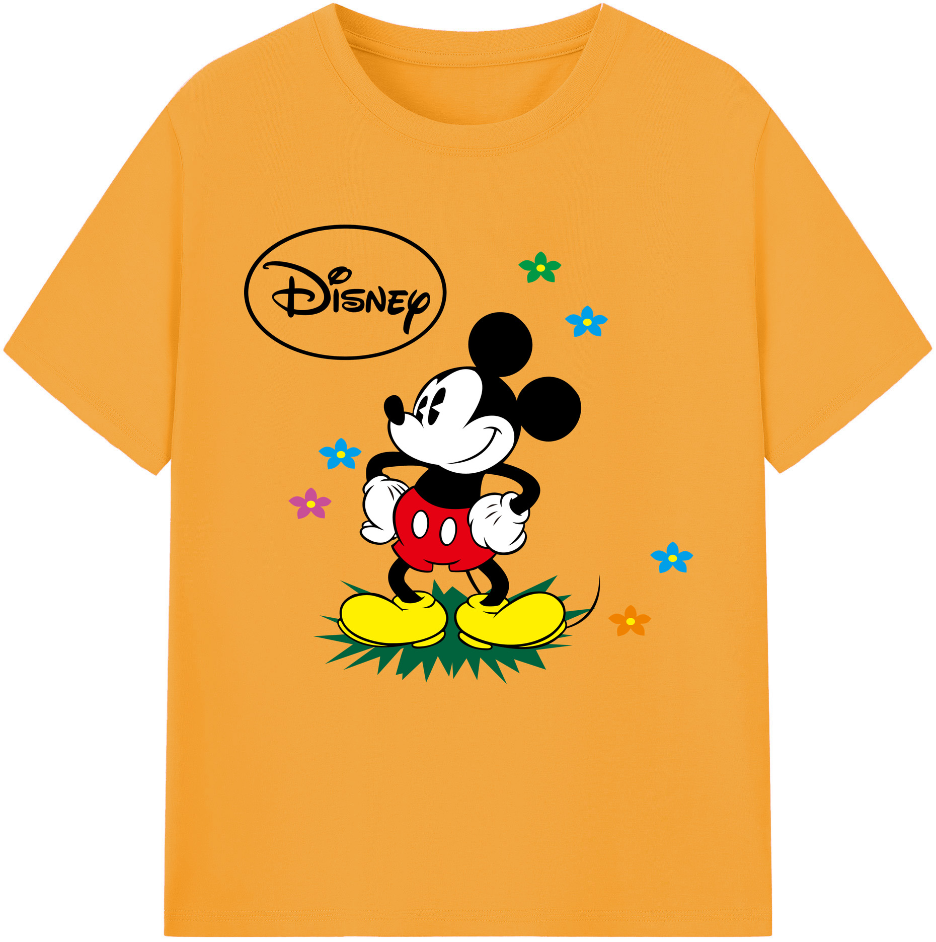 （画像用） ミッキーマウス Mickey Mouse 綿100％半袖Tシャツ（フロントプリント）