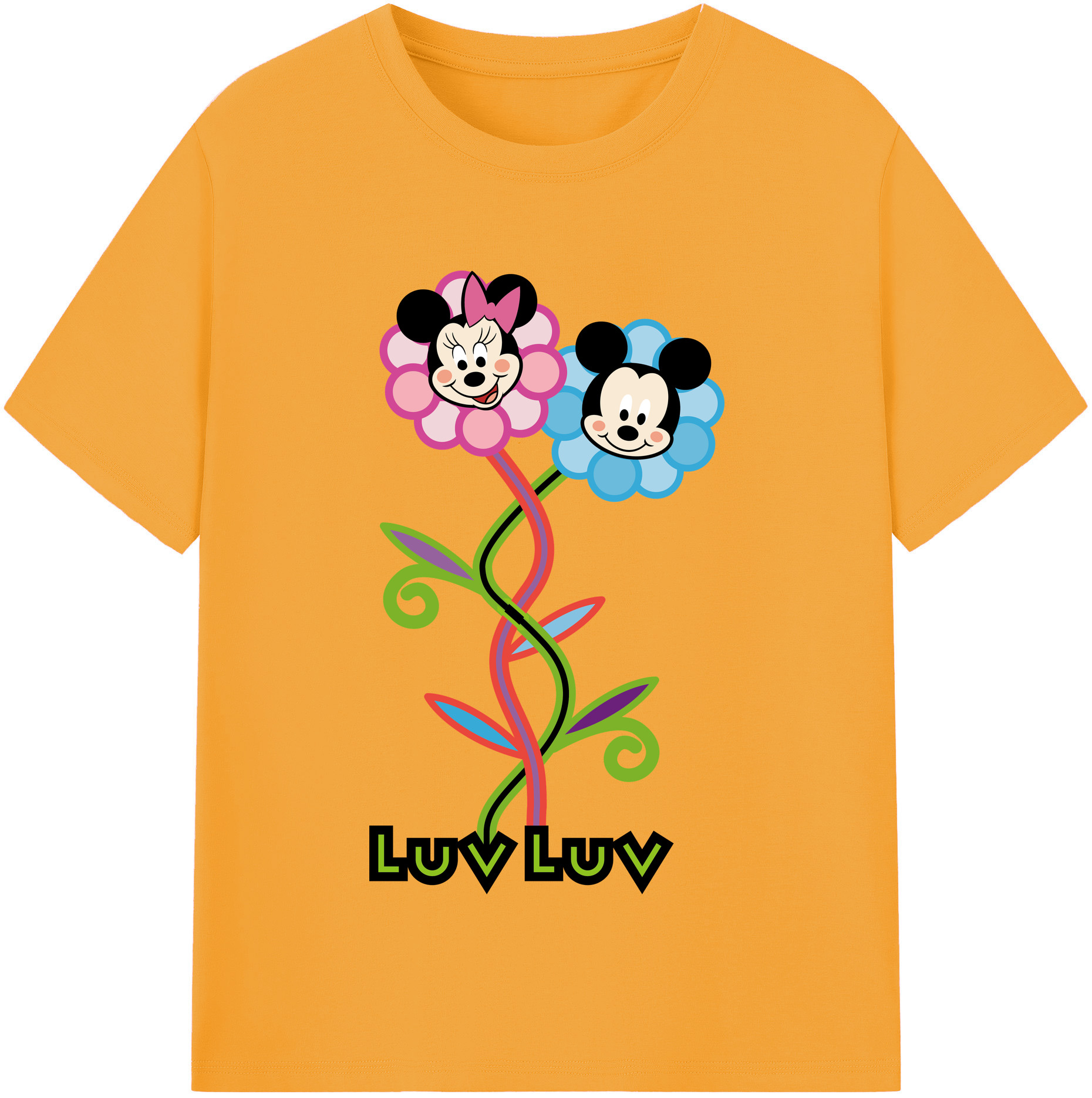 （画像用） ミッキーマウス Mickey Mouse 綿100％半袖Tシャツ（フロントプリント）