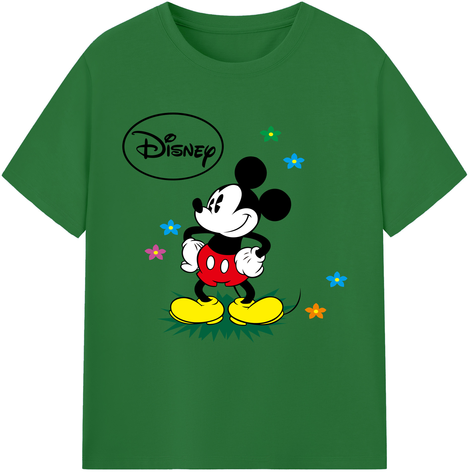 （画像用） ミッキーマウス Mickey Mouse 綿100％半袖Tシャツ（フロントプリント）