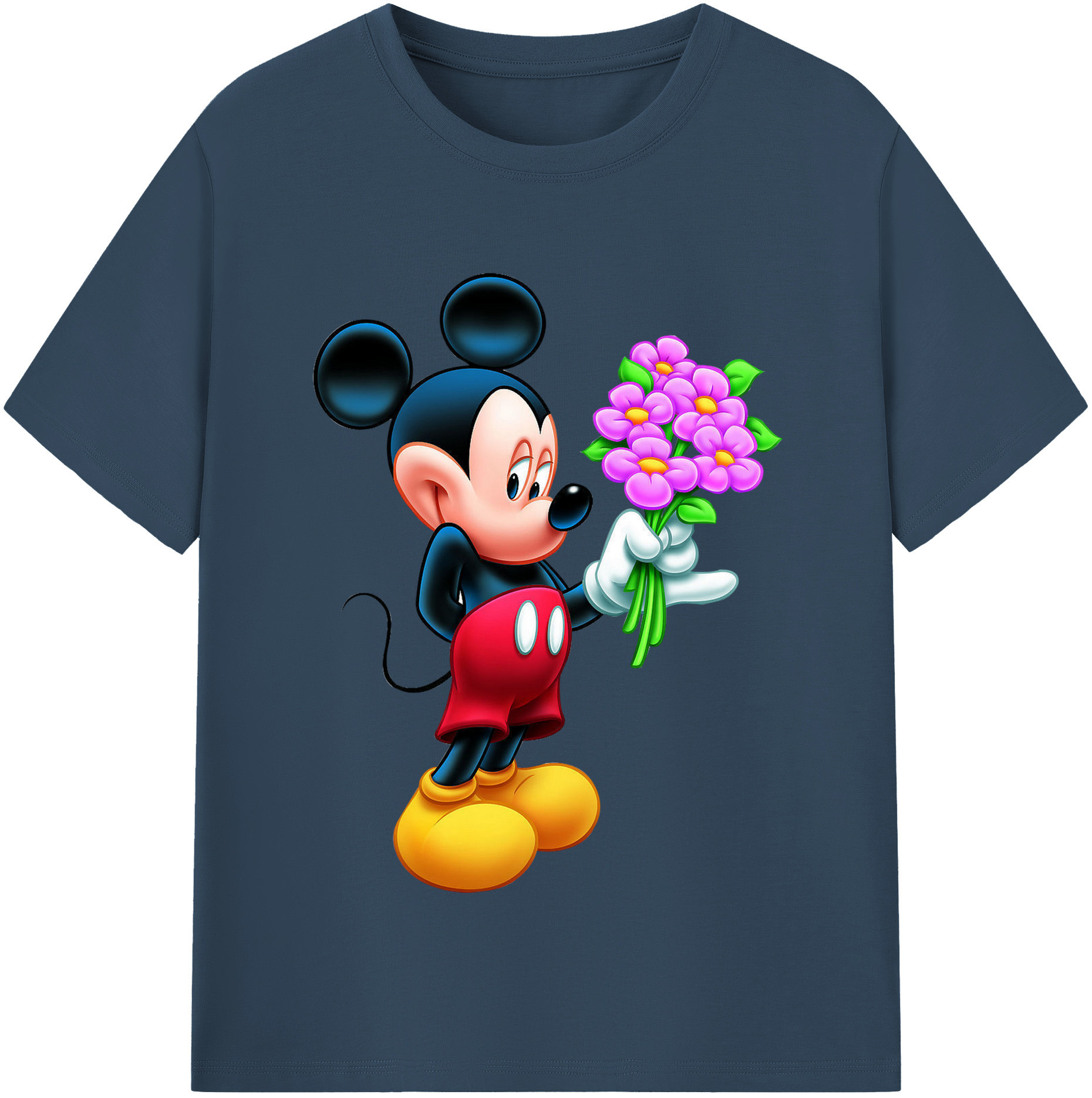 （画像用） ミッキーマウス Mickey Mouse 綿100％半袖Tシャツ（フロントプリント）
