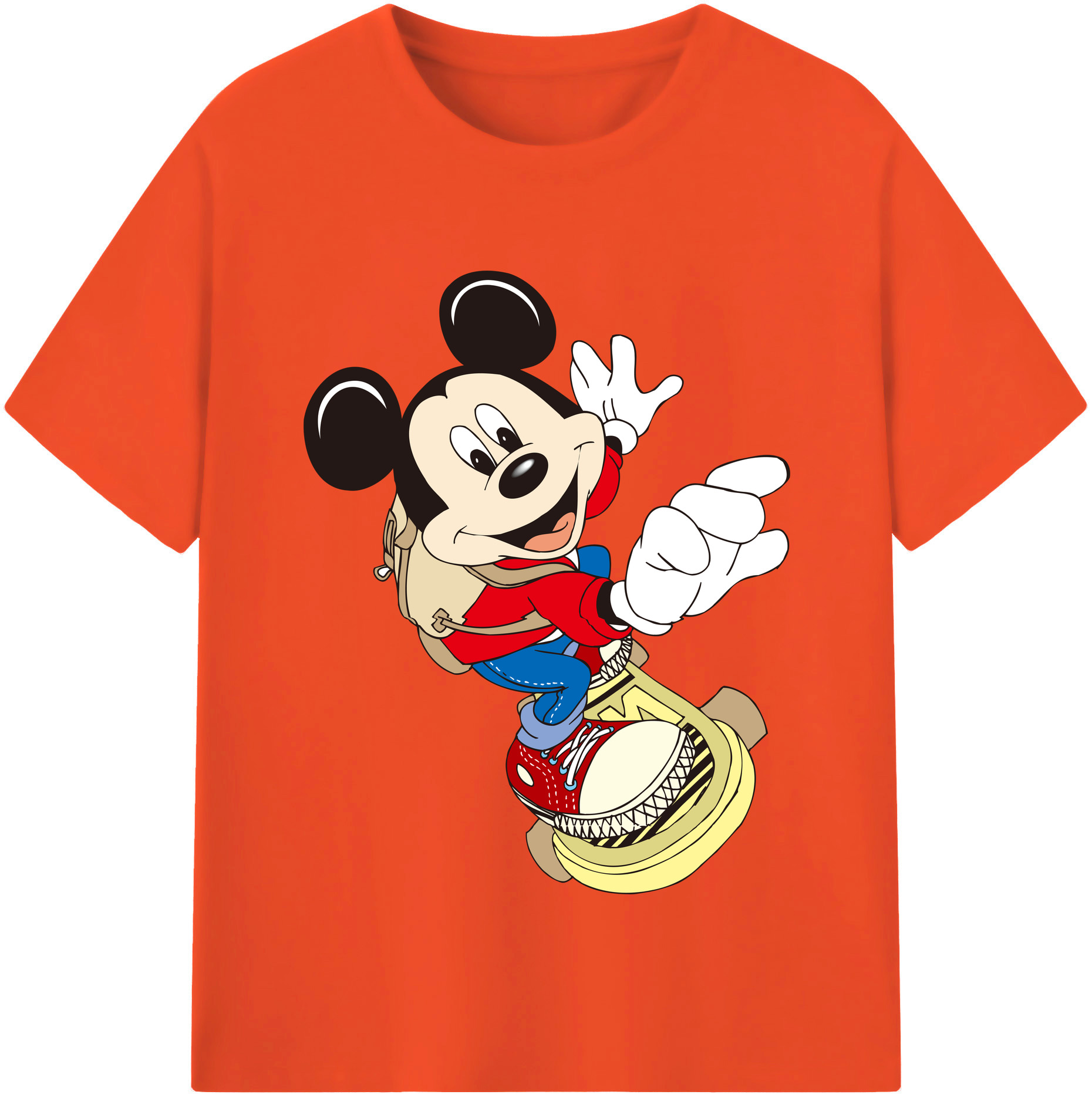 （画像用） ミッキーマウス Mickey Mouse 綿100％半袖Tシャツ（フロントプリント）