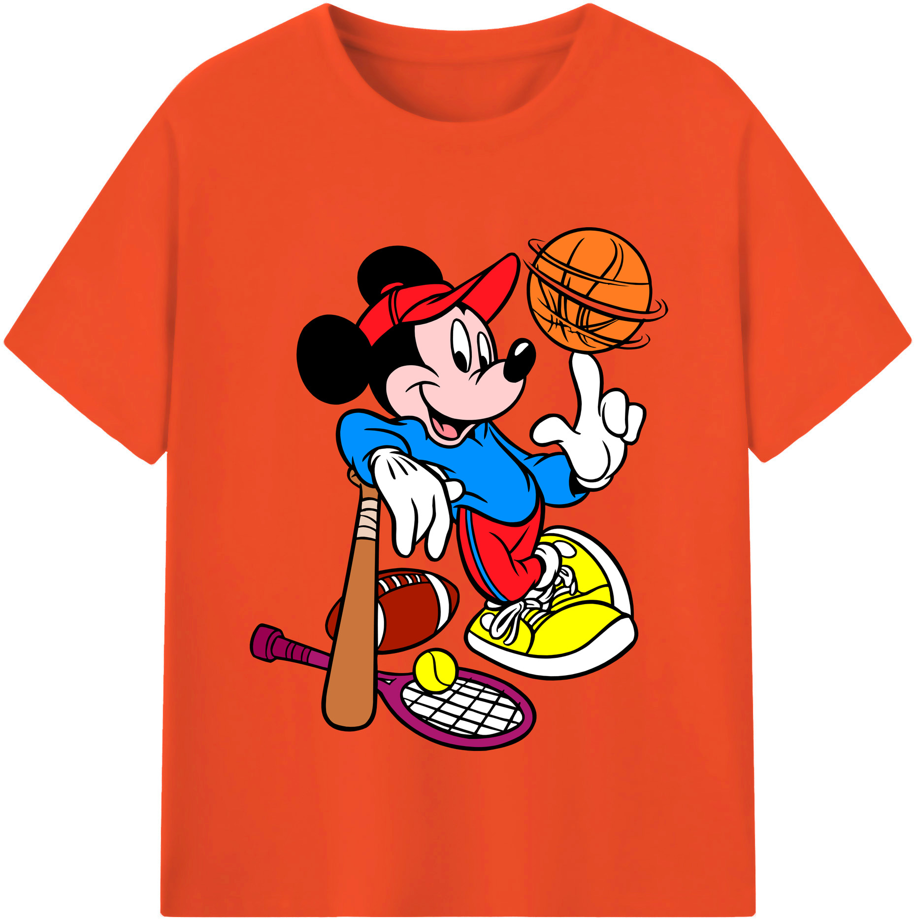 （画像用） ミッキーマウス Mickey Mouse 綿100％半袖Tシャツ（フロントプリント）
