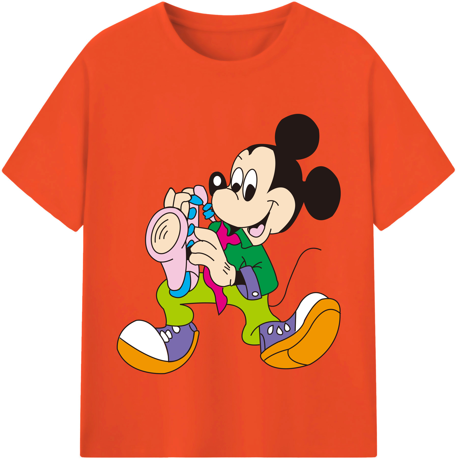 （画像用） ミッキーマウス Mickey Mouse 綿100％半袖Tシャツ（フロントプリント）