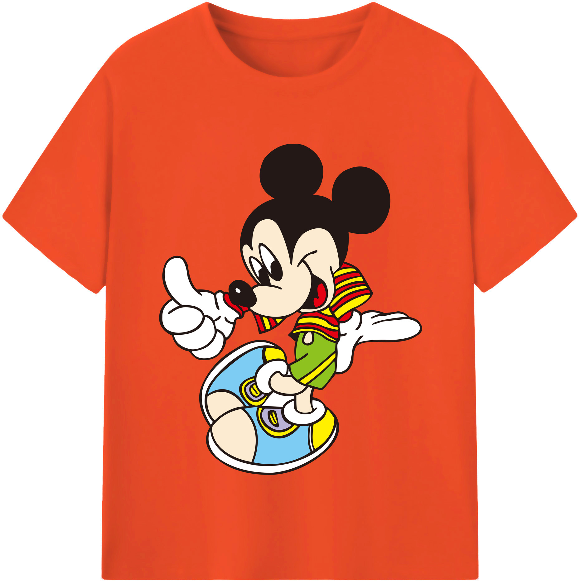 （画像用） ミッキーマウス Mickey Mouse 綿100％半袖Tシャツ（フロントプリント）