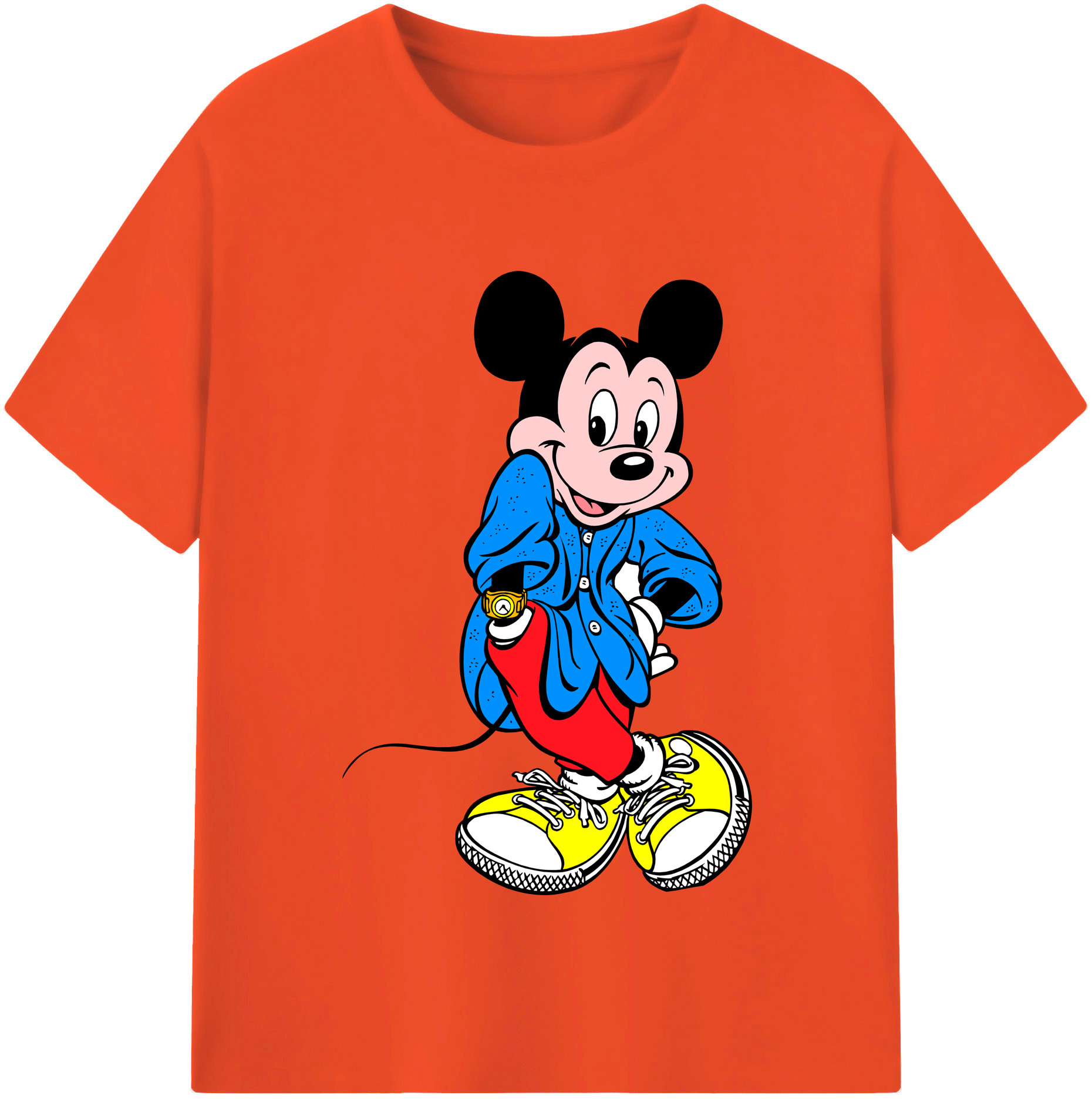 （画像用） ミッキーマウス Mickey Mouse 綿100％半袖Tシャツ（フロントプリント）