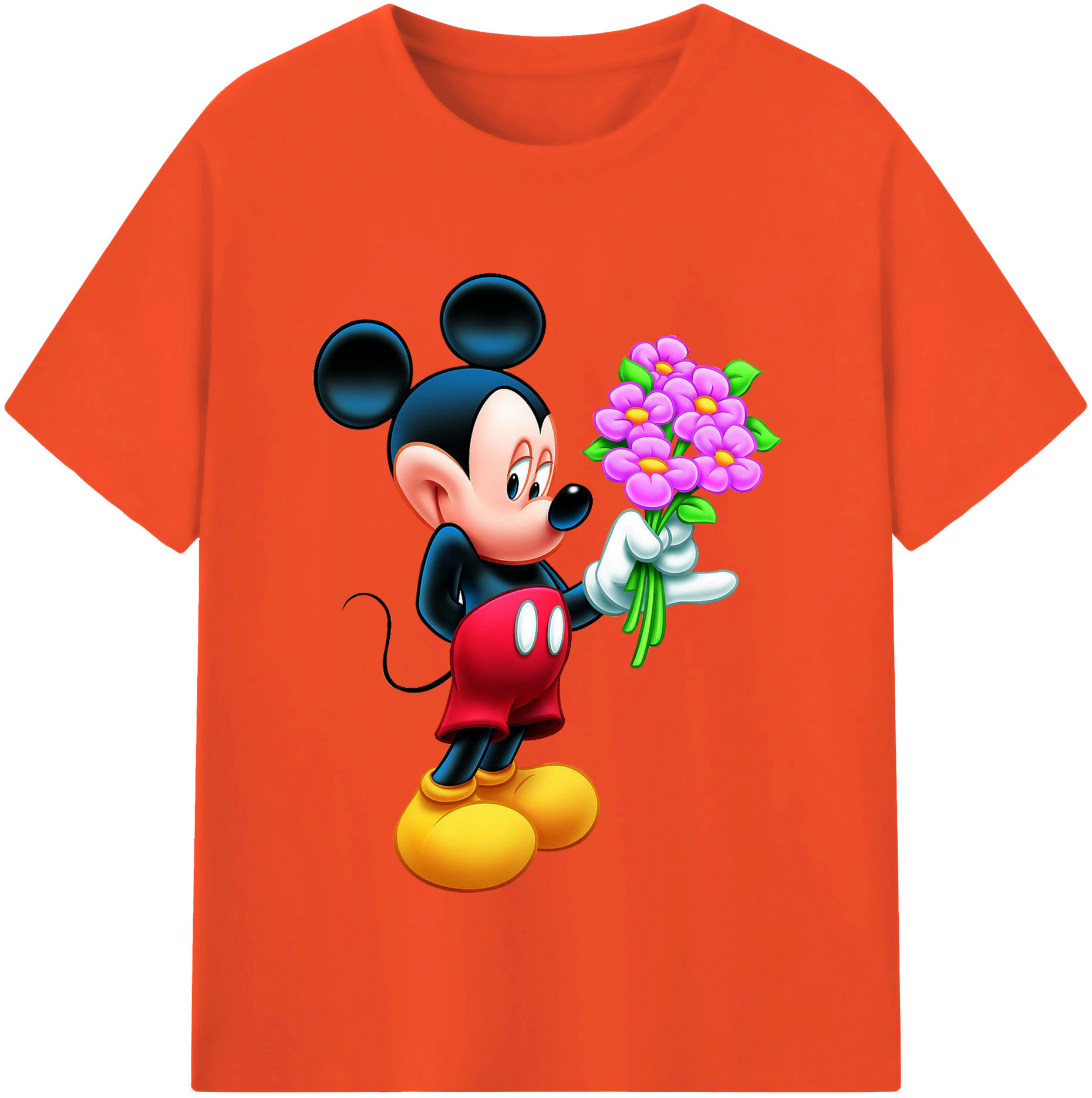 （画像用） ミッキーマウス Mickey Mouse 綿100％半袖Tシャツ（フロントプリント）