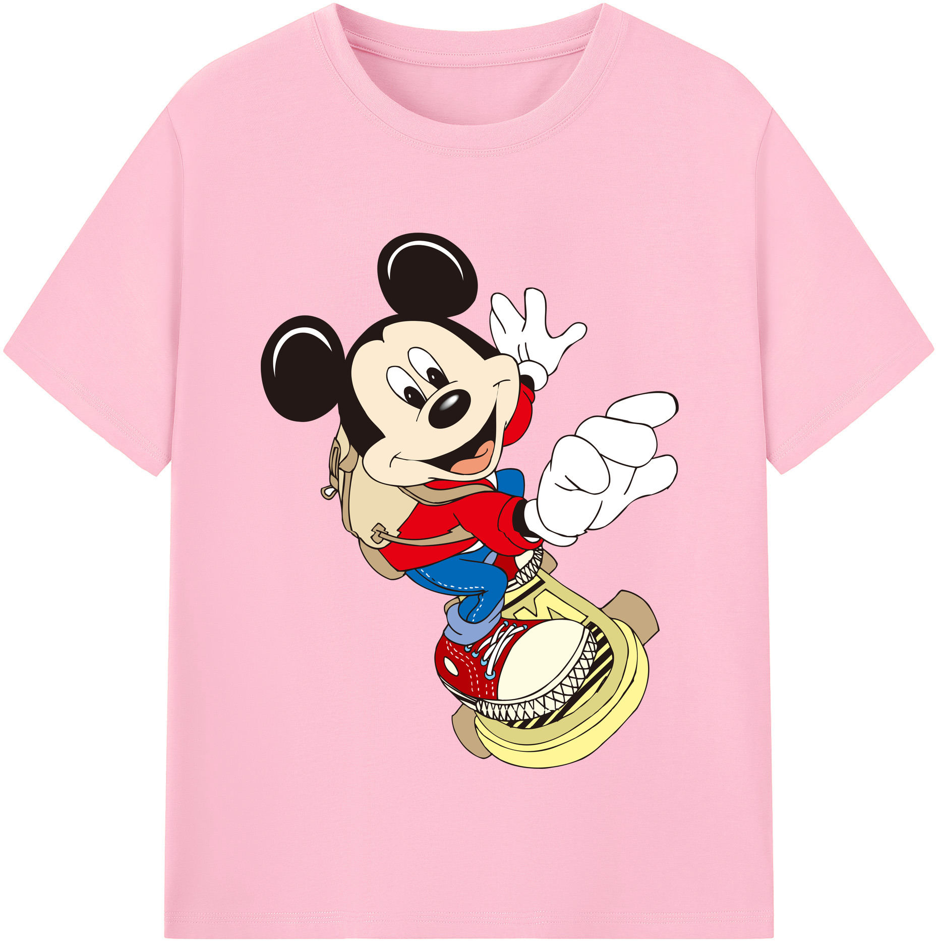 （画像用） ミッキーマウス Mickey Mouse 綿100％半袖Tシャツ（フロントプリント）