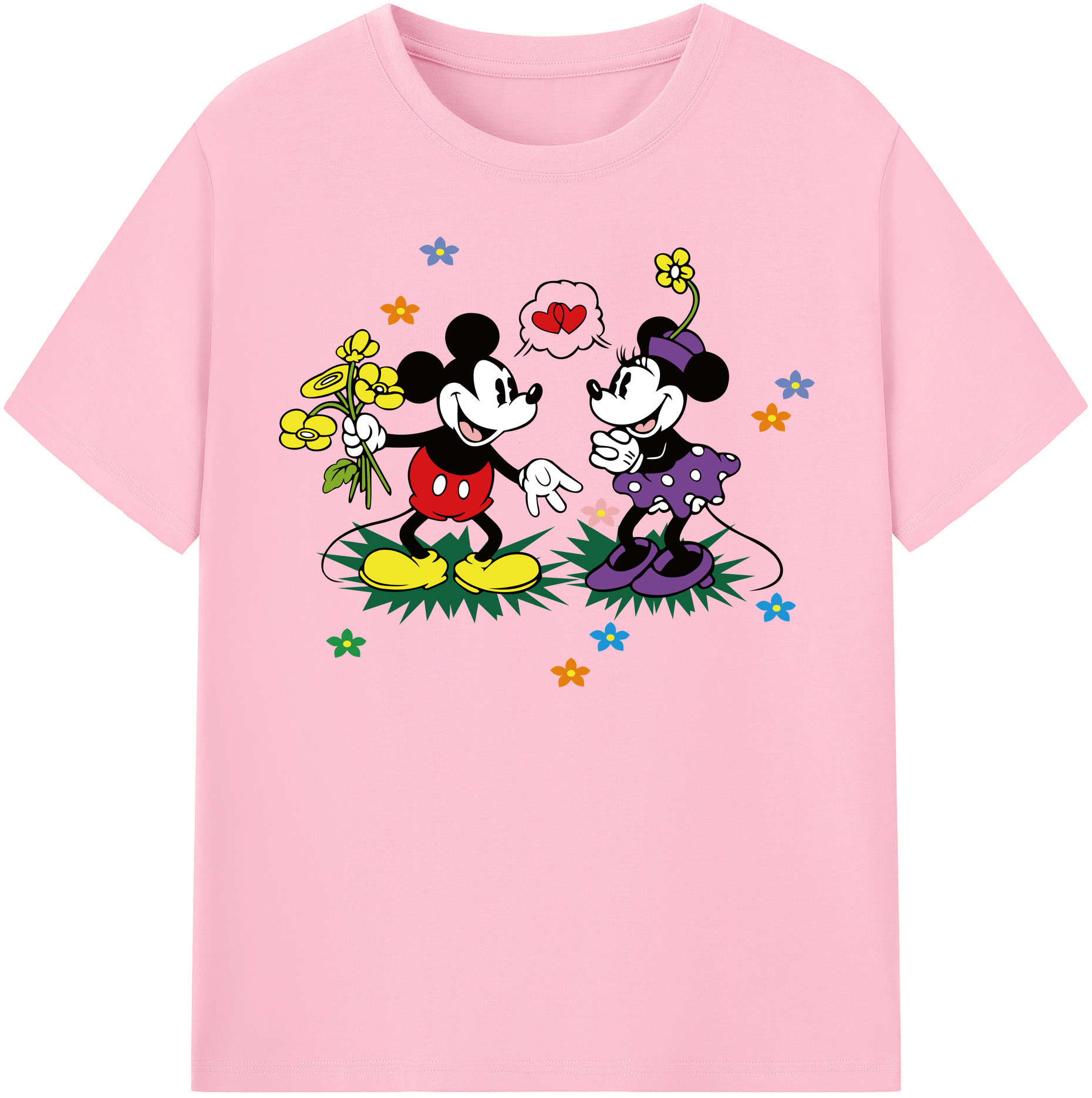 （画像用） ミッキーマウス Mickey Mouse 綿100％半袖Tシャツ（フロントプリント）