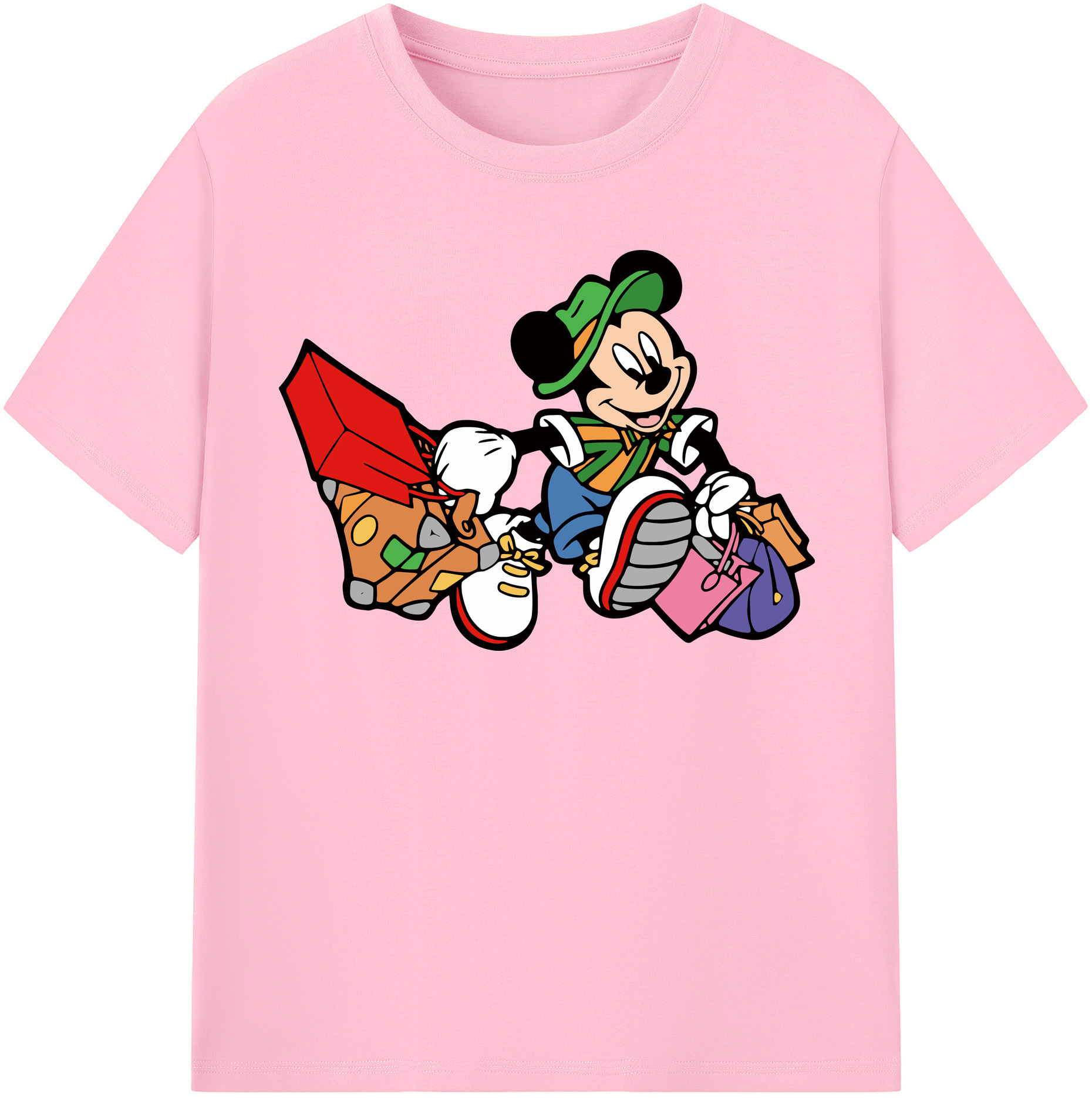 （画像用） ミッキーマウス Mickey Mouse 綿100％半袖Tシャツ（フロントプリント）