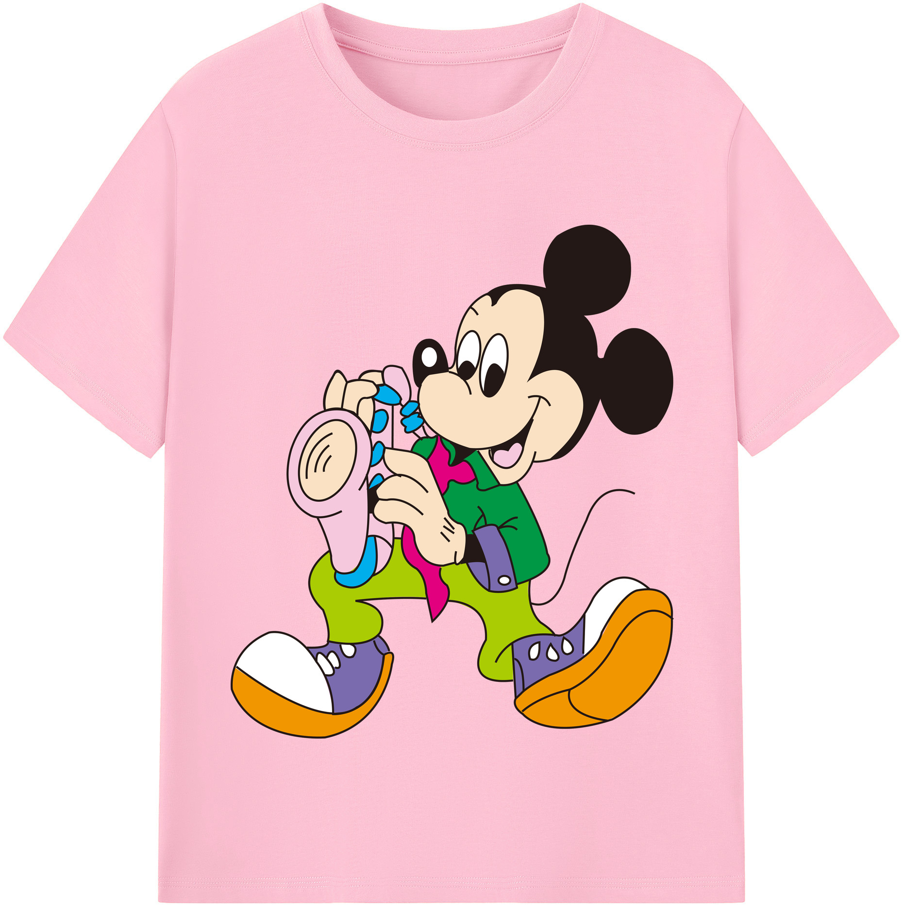 （画像用） ミッキーマウス Mickey Mouse 綿100％半袖Tシャツ（フロントプリント）