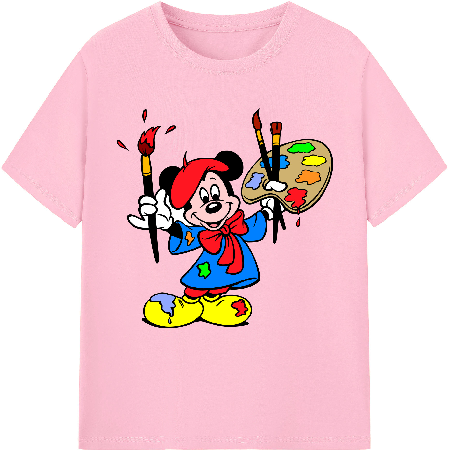 （画像用） ミッキーマウス Mickey Mouse 綿100％半袖Tシャツ（フロントプリント）