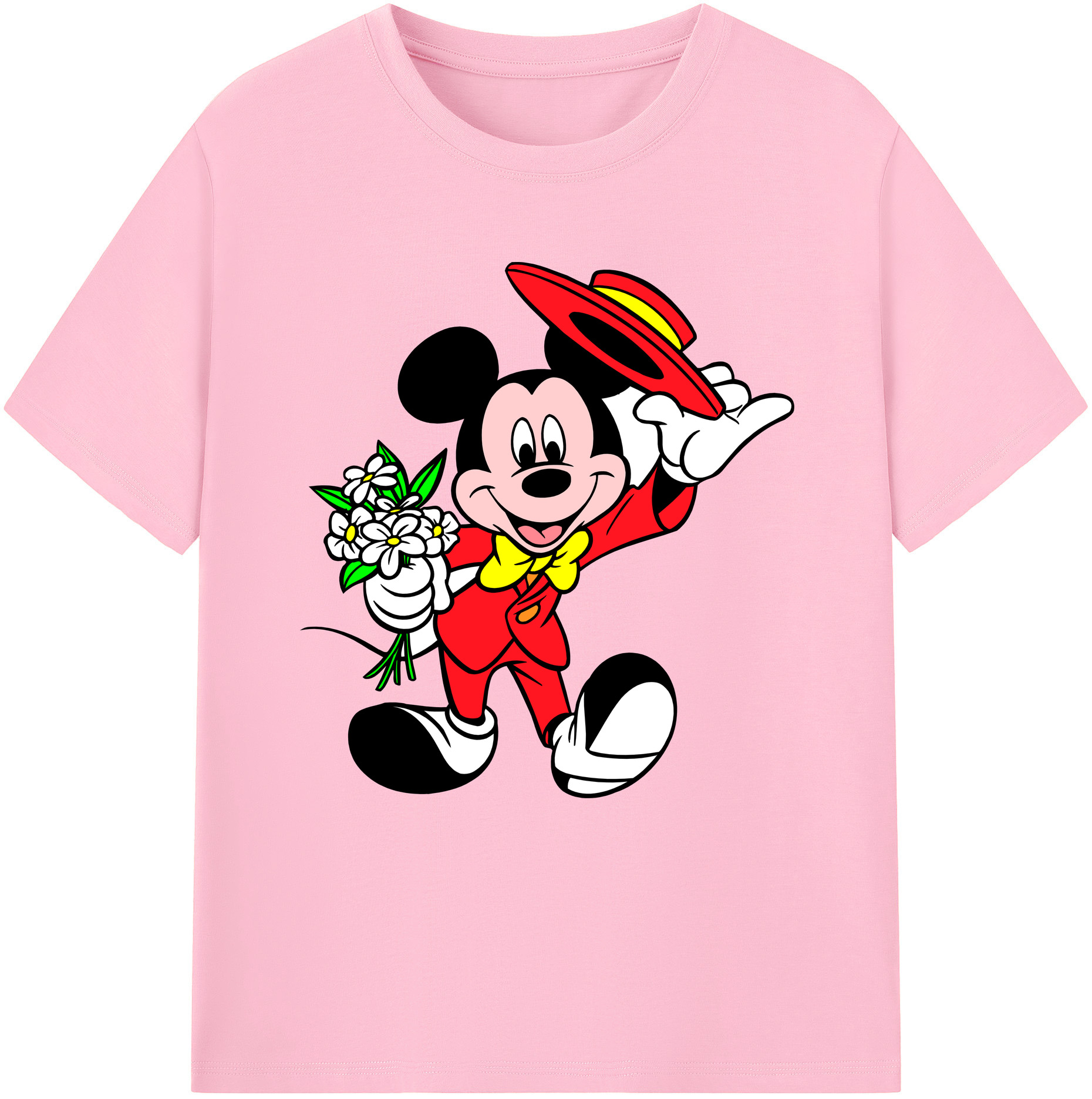 （画像用） ミッキーマウス Mickey Mouse 綿100％半袖Tシャツ（フロントプリント）