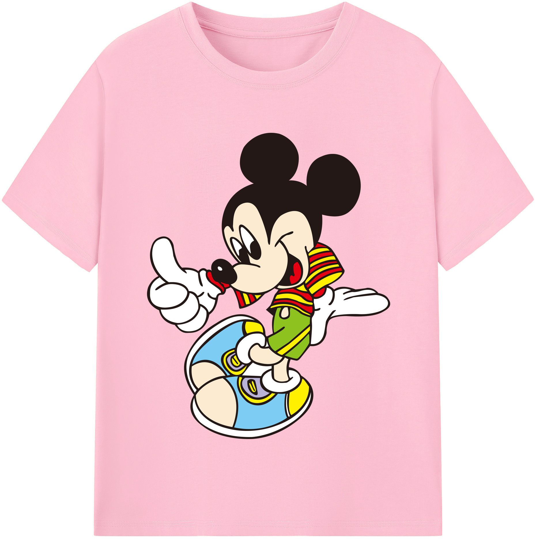 （画像用） ミッキーマウス Mickey Mouse 綿100％半袖Tシャツ（フロントプリント）