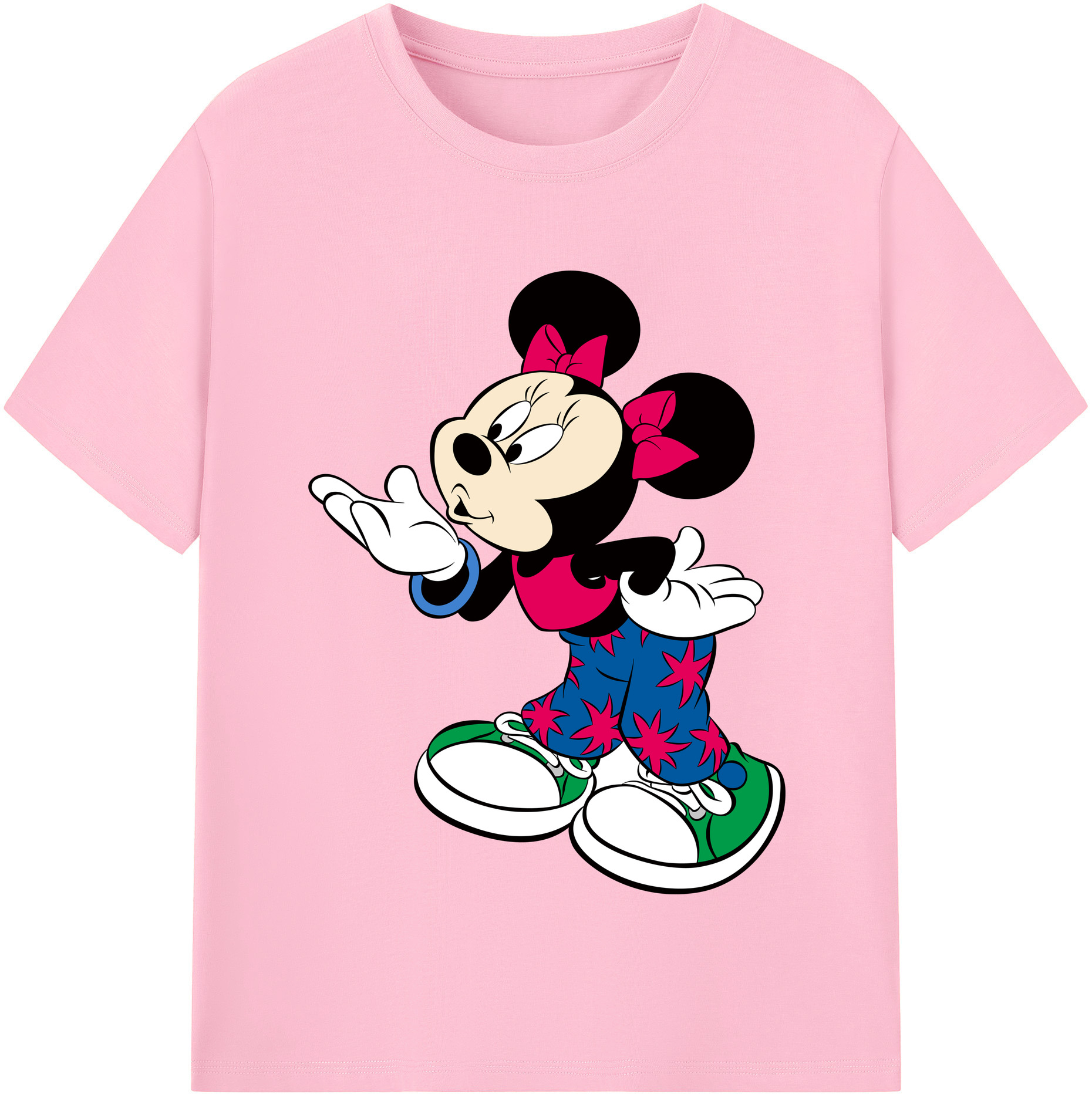 （画像用） ミッキーマウス Mickey Mouse 綿100％半袖Tシャツ（フロントプリント）