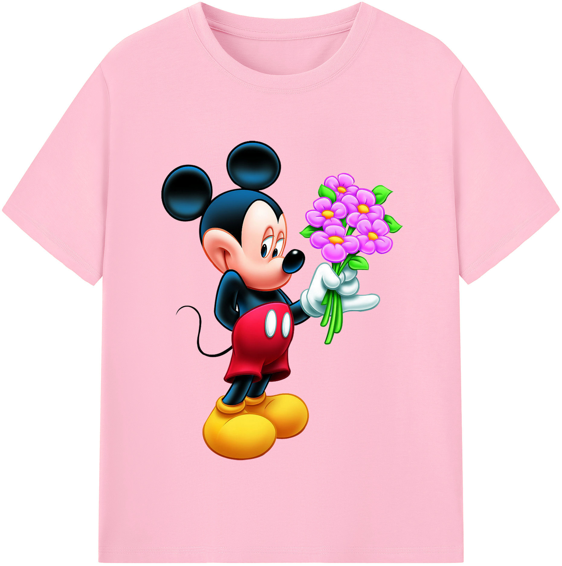 （画像用） ミッキーマウス Mickey Mouse 綿100％半袖Tシャツ（フロントプリント）