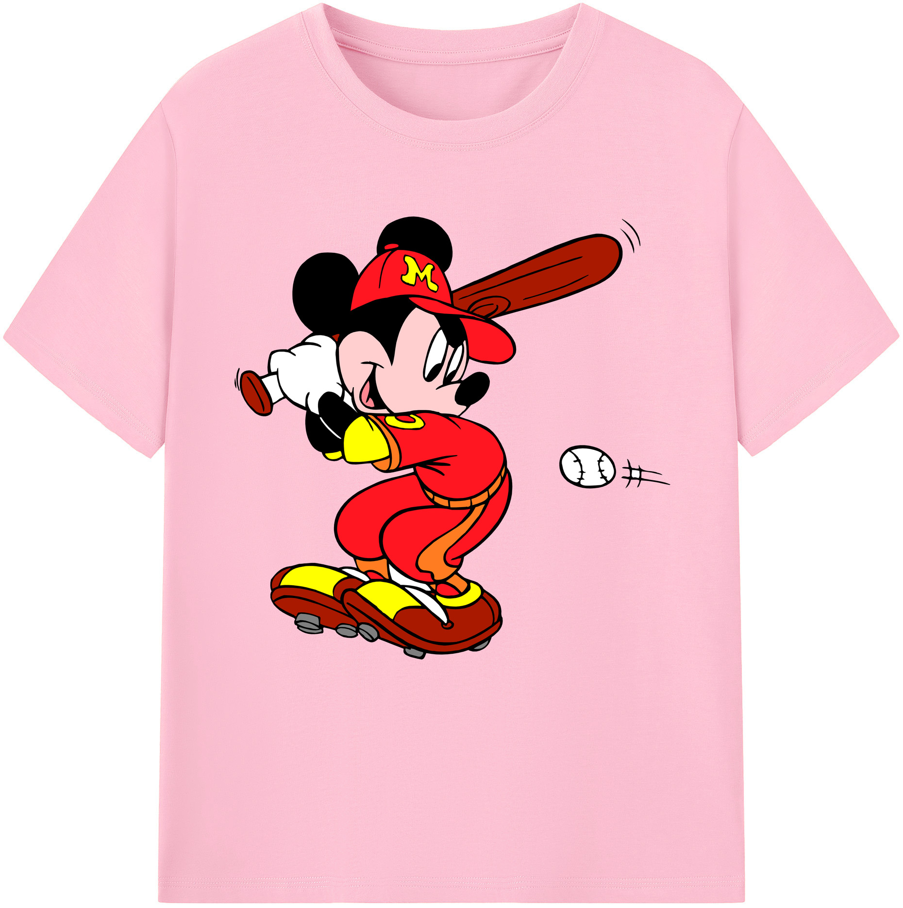 （画像用） ミッキーマウス Mickey Mouse 綿100％半袖Tシャツ（フロントプリント）
