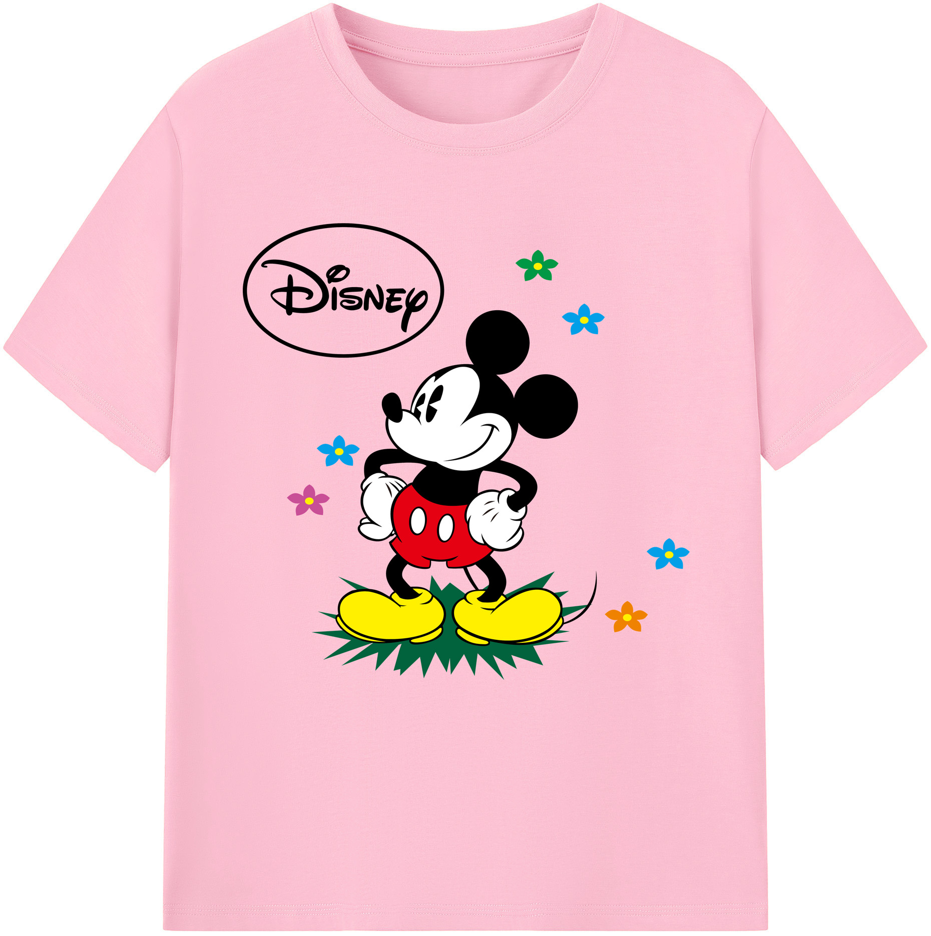 （画像用） ミッキーマウス Mickey Mouse 綿100％半袖Tシャツ（フロントプリント）