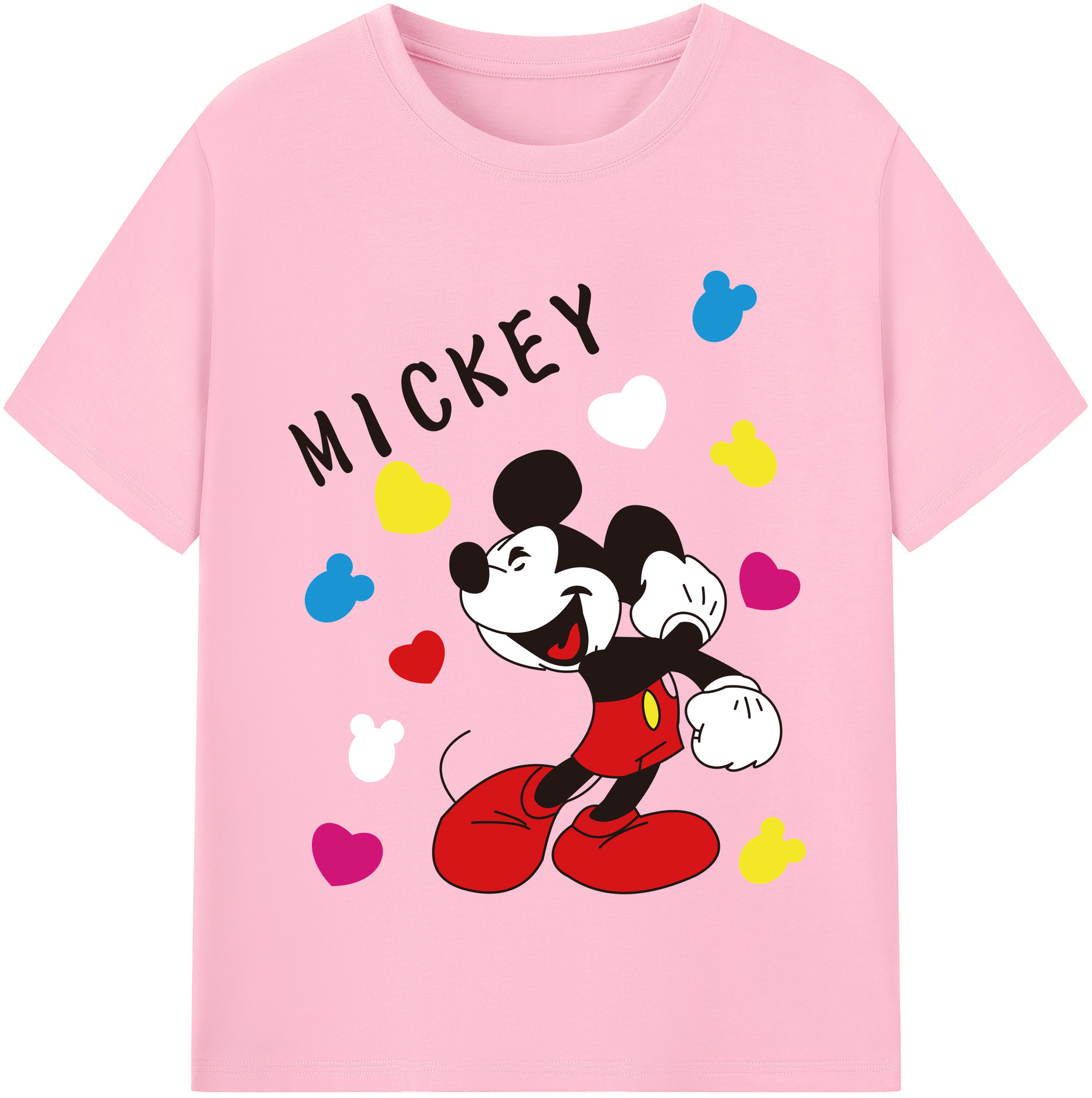 （画像用） ミッキーマウス Mickey Mouse 綿100％半袖Tシャツ（フロントプリント）