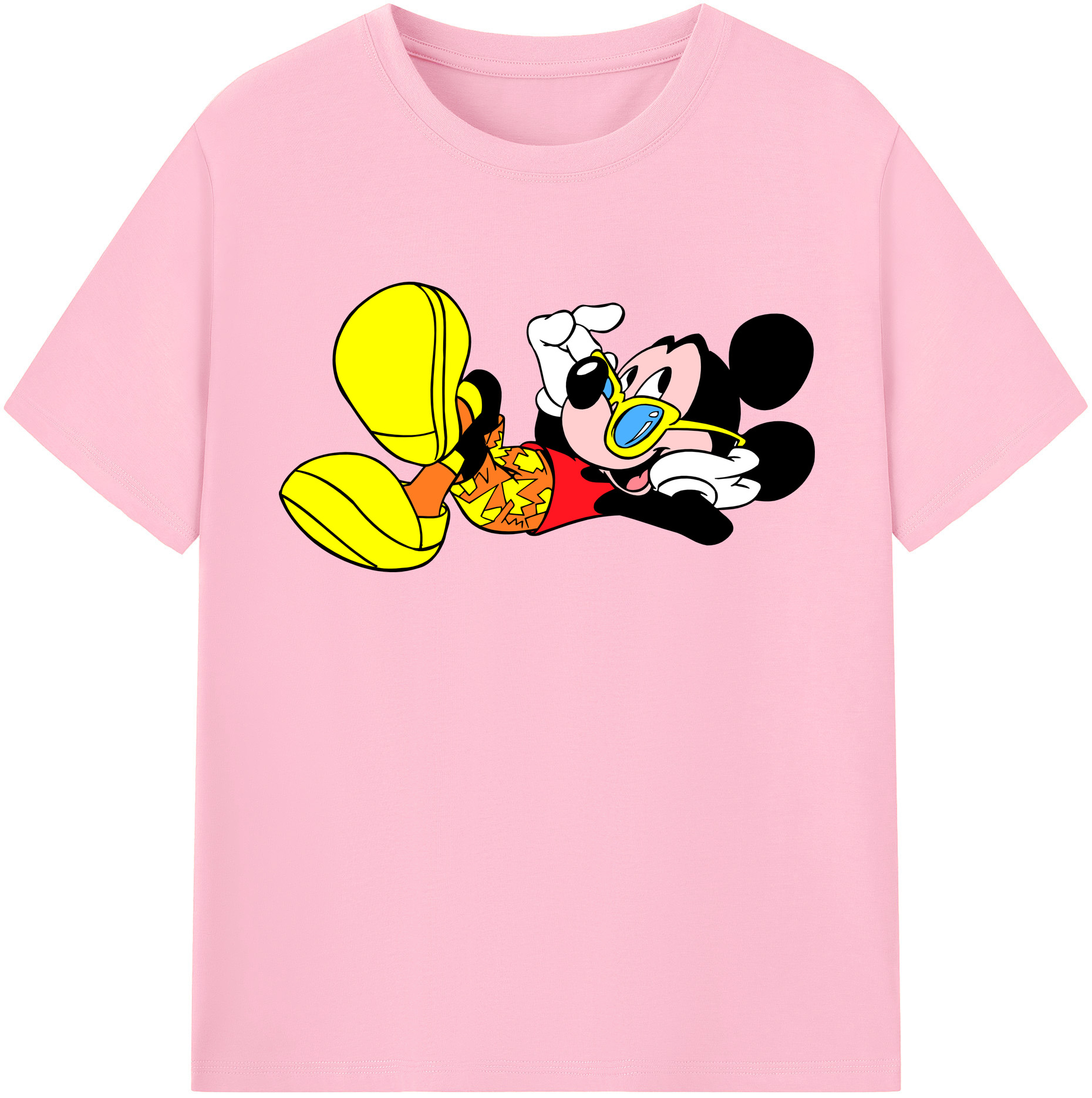 （画像用） ミッキーマウス Mickey Mouse 綿100％半袖Tシャツ（フロントプリント）