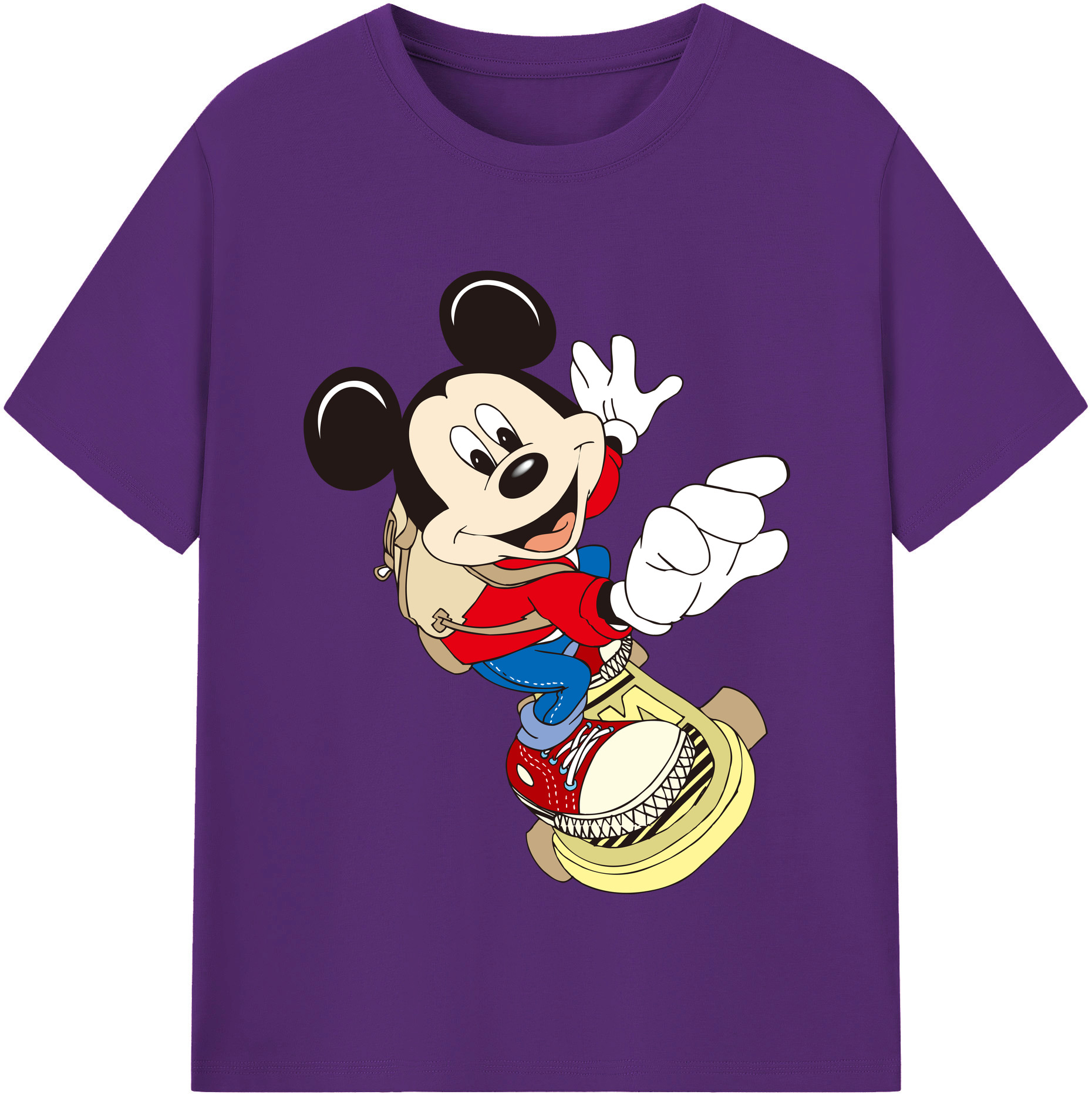 （画像用） ミッキーマウス Mickey Mouse 綿100％半袖Tシャツ（フロントプリント）